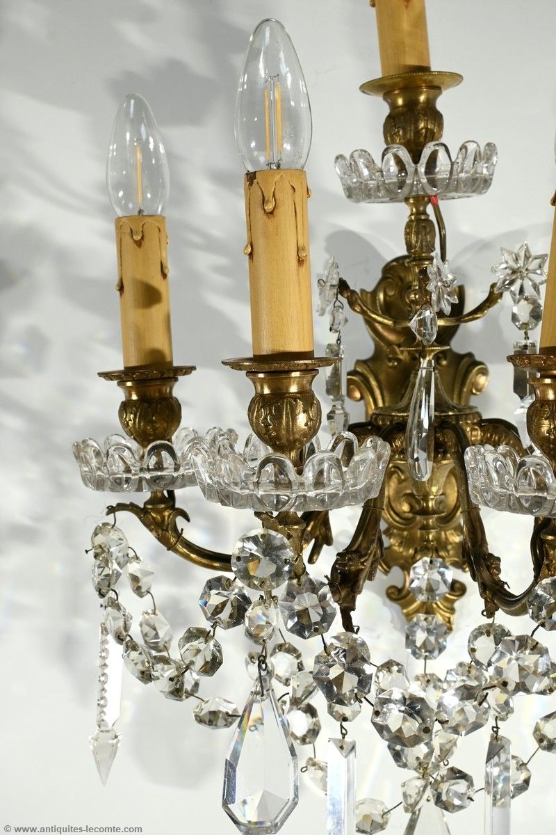 Bronze And Crystal Tassel Wall Lights, Louis XV Style – Late 19th Century photo Lighting
