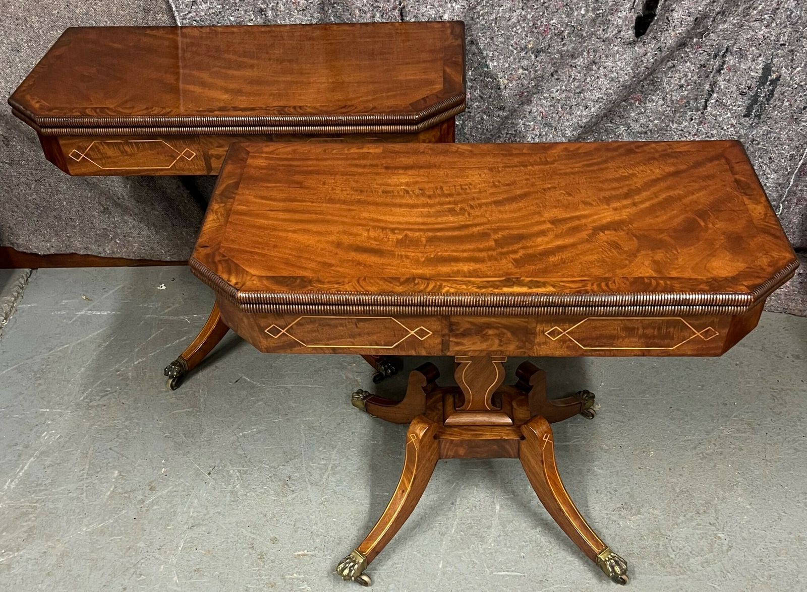 Pair Of Regency Mahogany & Inlaid Card Tables