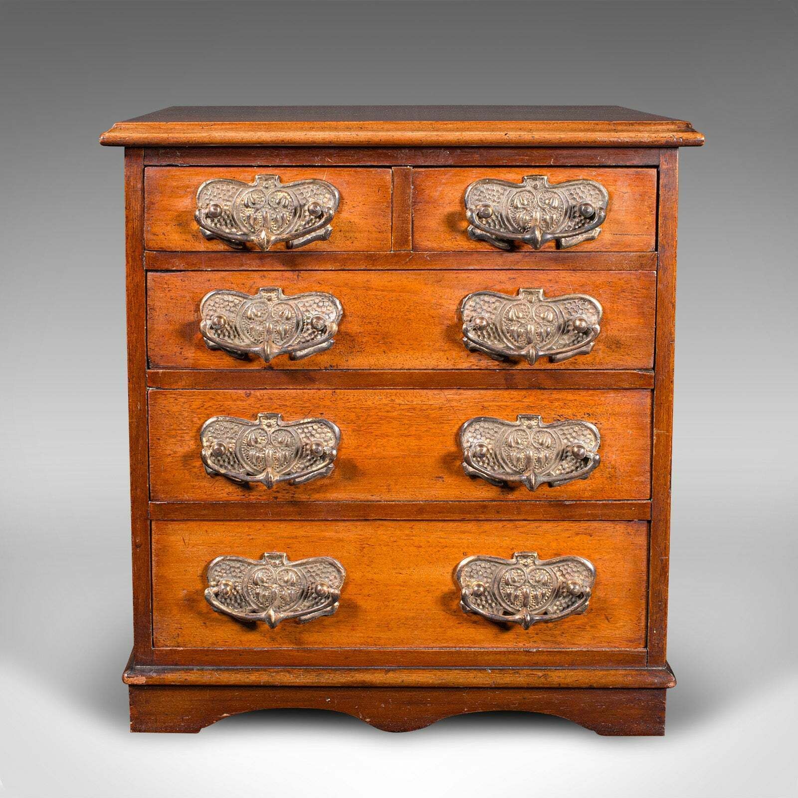 Antique Desktop Specimen Case, English, Miniature Chest Of Drawers, Victorian photo for sale