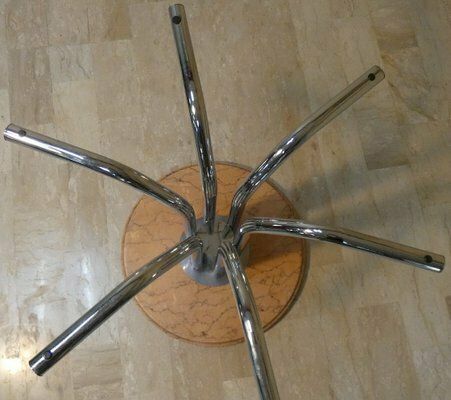 Chromed Steel Dining Table With Marble Base And Tempered Glass Top Attributed To Giotto Stoppino, Italy, 1970s photo 1820.0