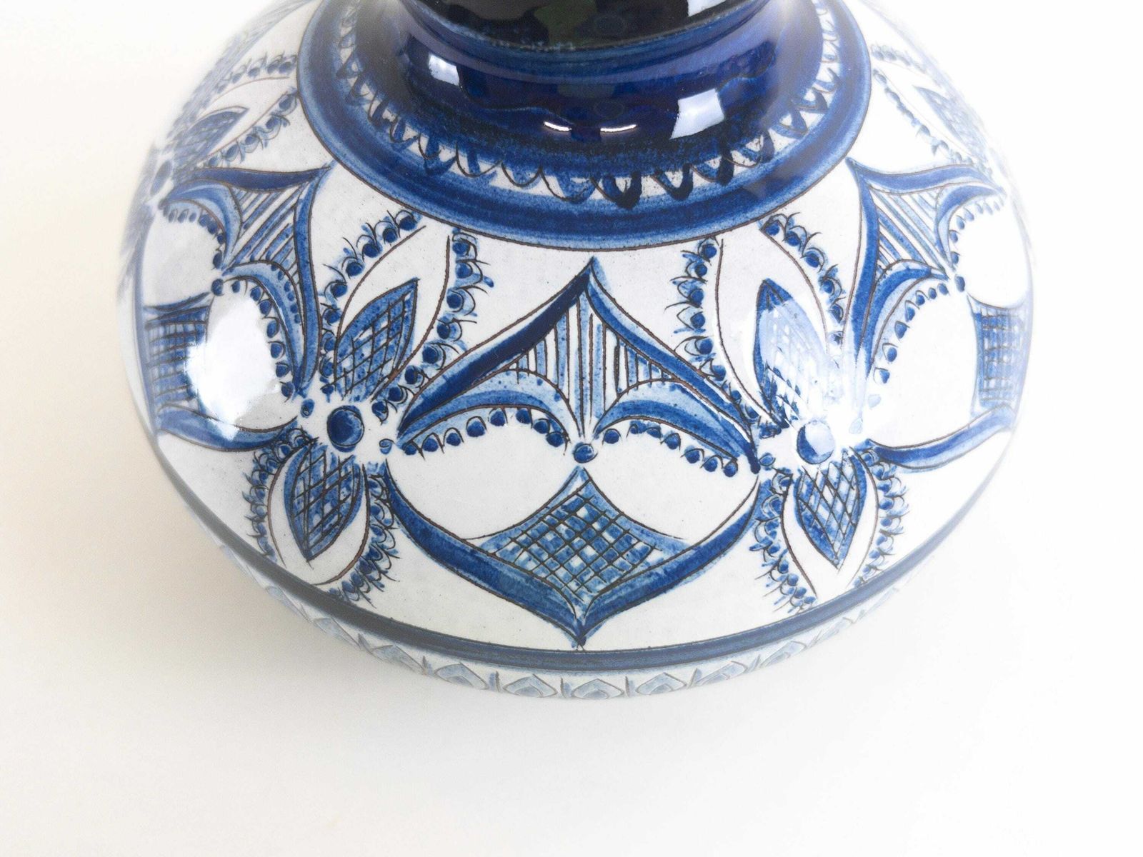 Gebrüder Haas Vase Jug   Handmade Botanical Decor Blue And White Vase   Made In Lichtenstein photo for sale
