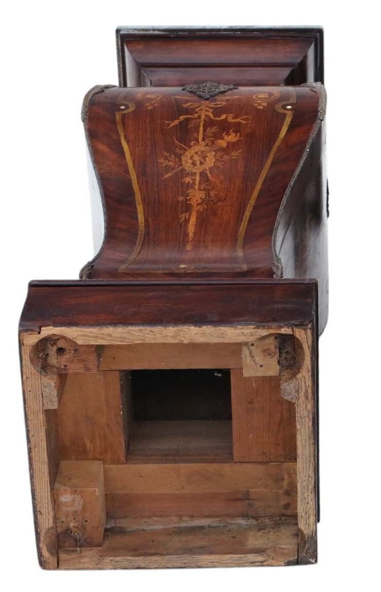 Antique Large 19th Century Neoclassical Jardiniere Statue Stand – Marquetry Pedestal Table With Ormolu Mounts And Marble Top photo vinterior