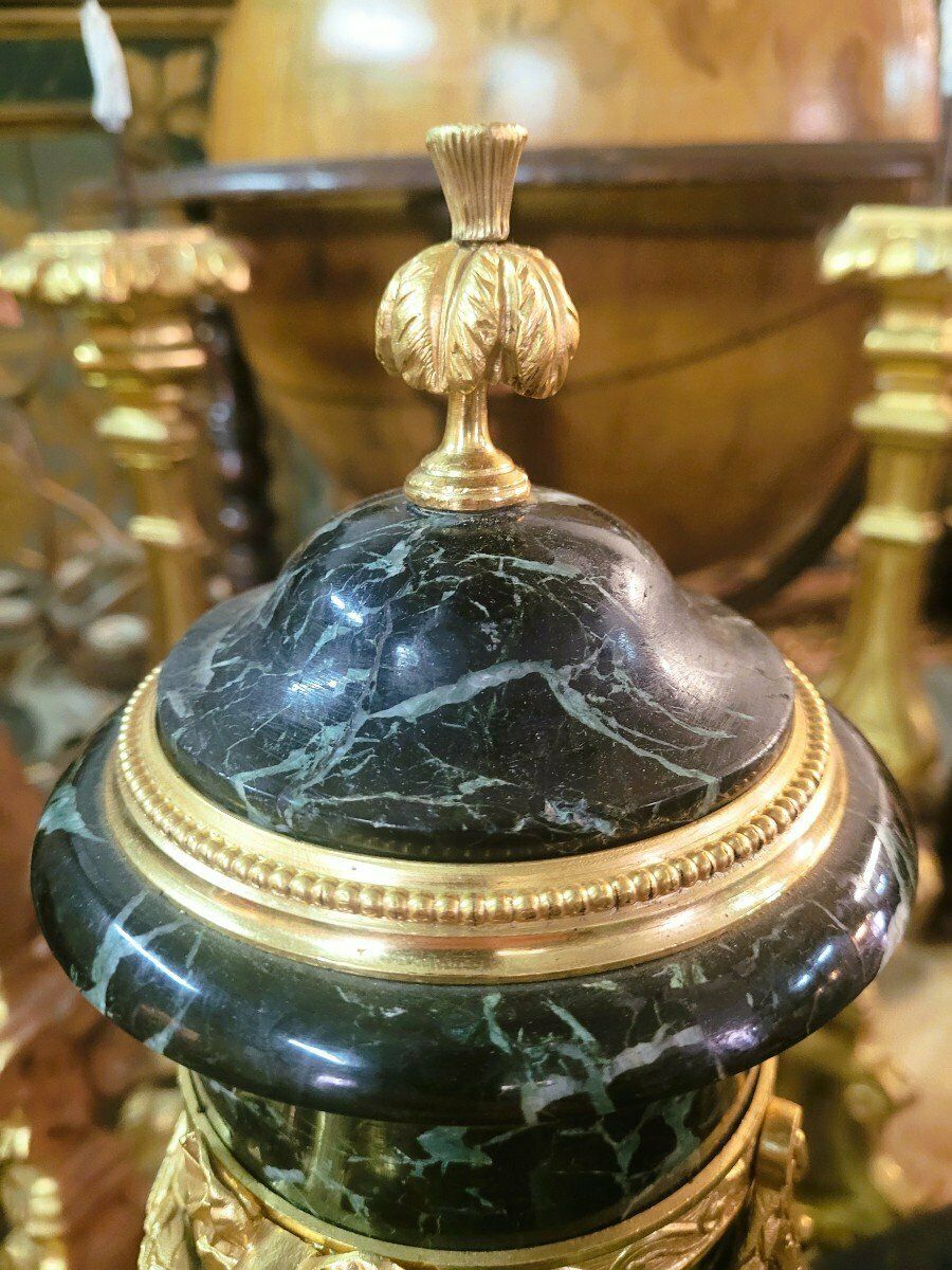 Pair Of Marble And Bronze Cassolettes, 19th Century photo vinterior
