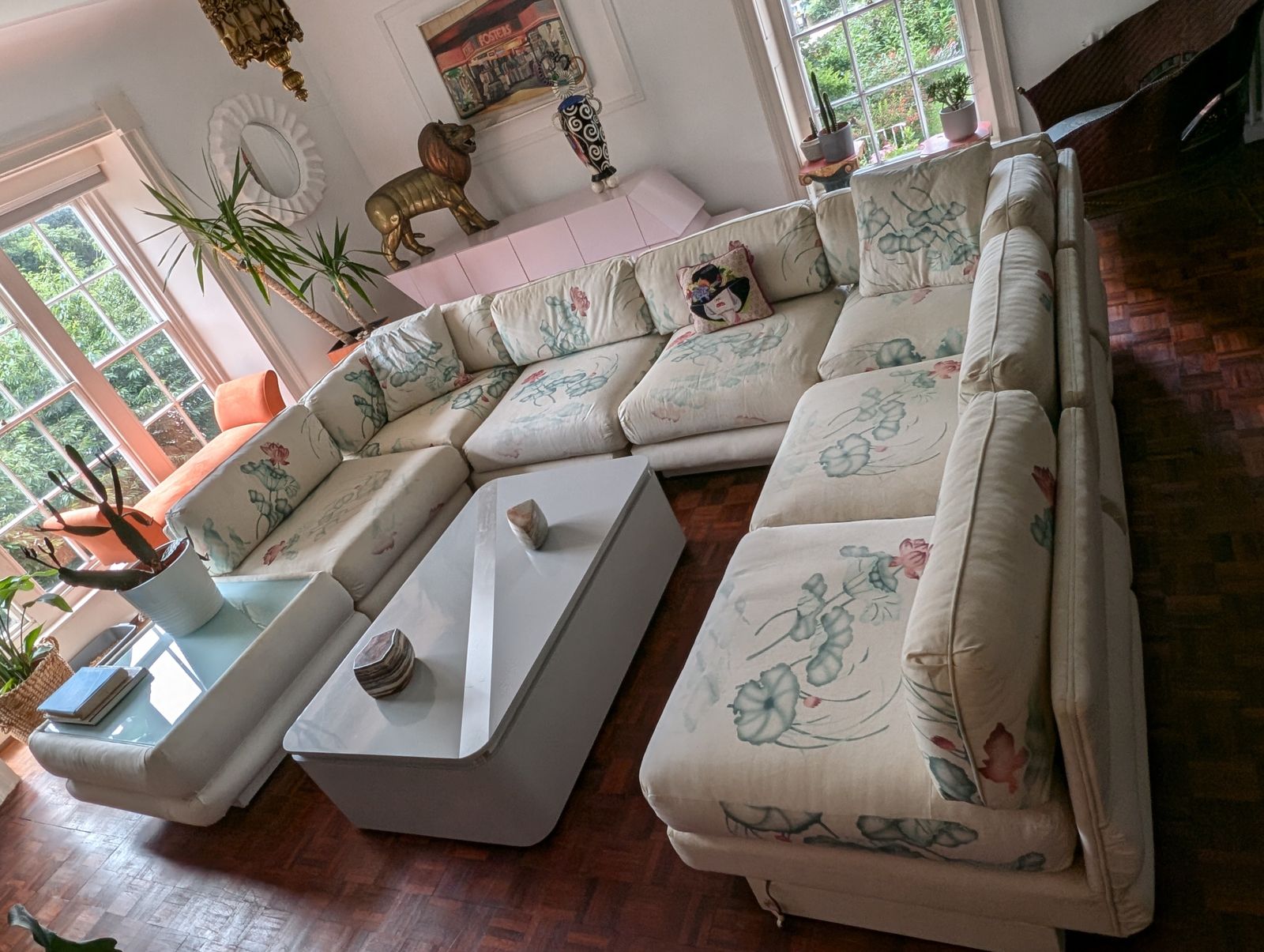photo furniture Spectacular Vintage Post Modern 1980s American Modular / Sectional Bullnose Sofa, By Bernhardt Flair