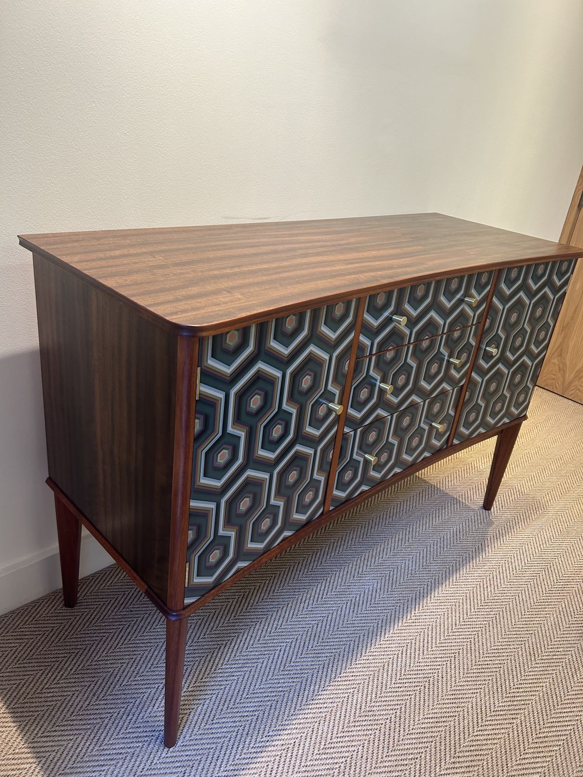 Walnut & Rosewood Upcycled Sideboard, 1950’s Gimson & Slater Geometric photo 999.0