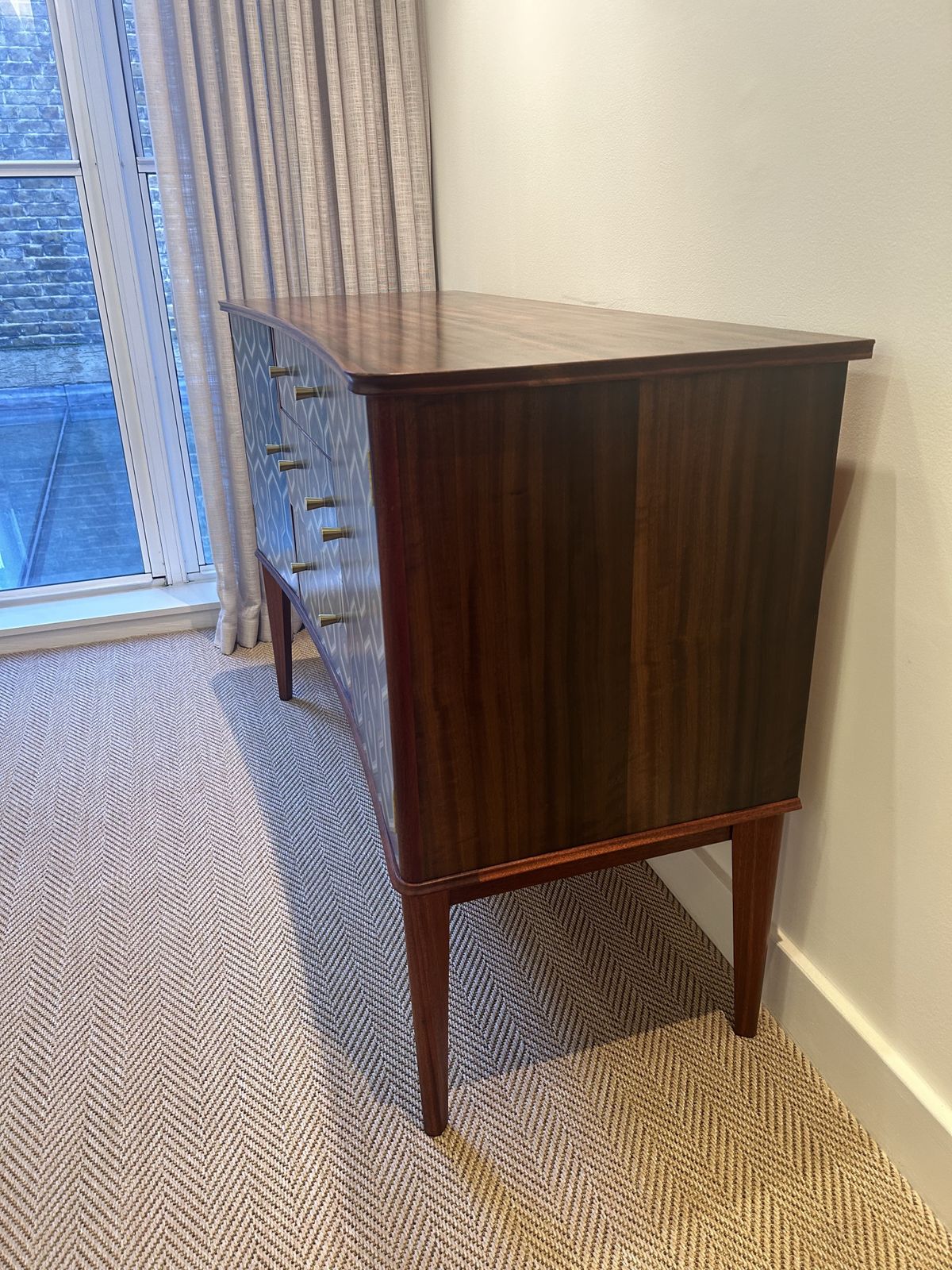 Walnut & Rosewood Upcycled Sideboard, 1950’s Gimson & Slater Geometric photo vintage