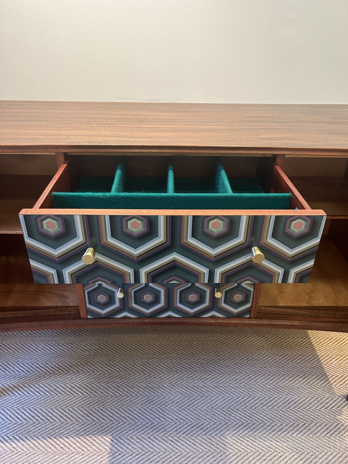 photo buy Walnut & Rosewood Upcycled Sideboard, 1950’s Gimson & Slater Geometric