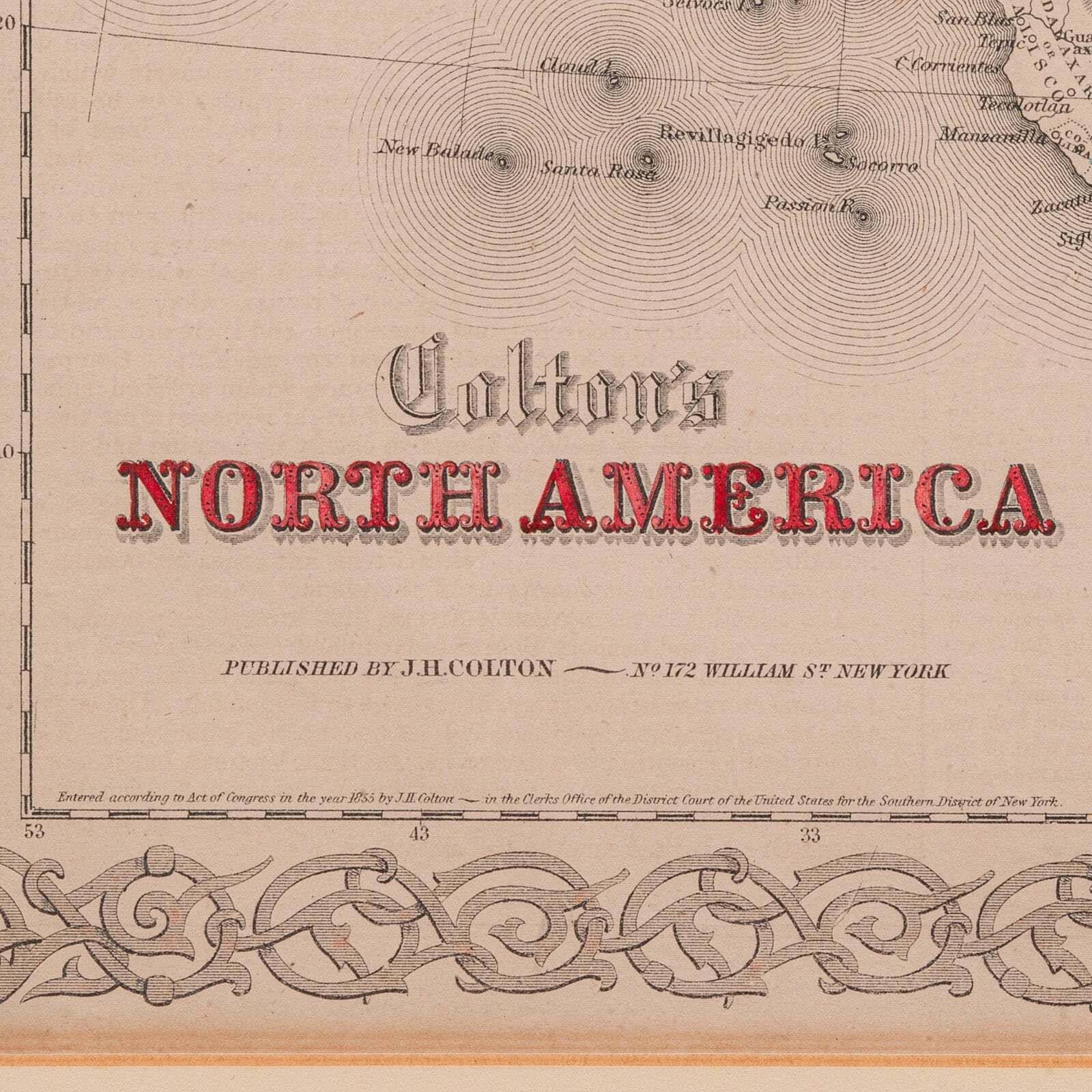 Antique North America Map, USA, Canada, Mexico, Cartography, Colton, Victorian photo buy