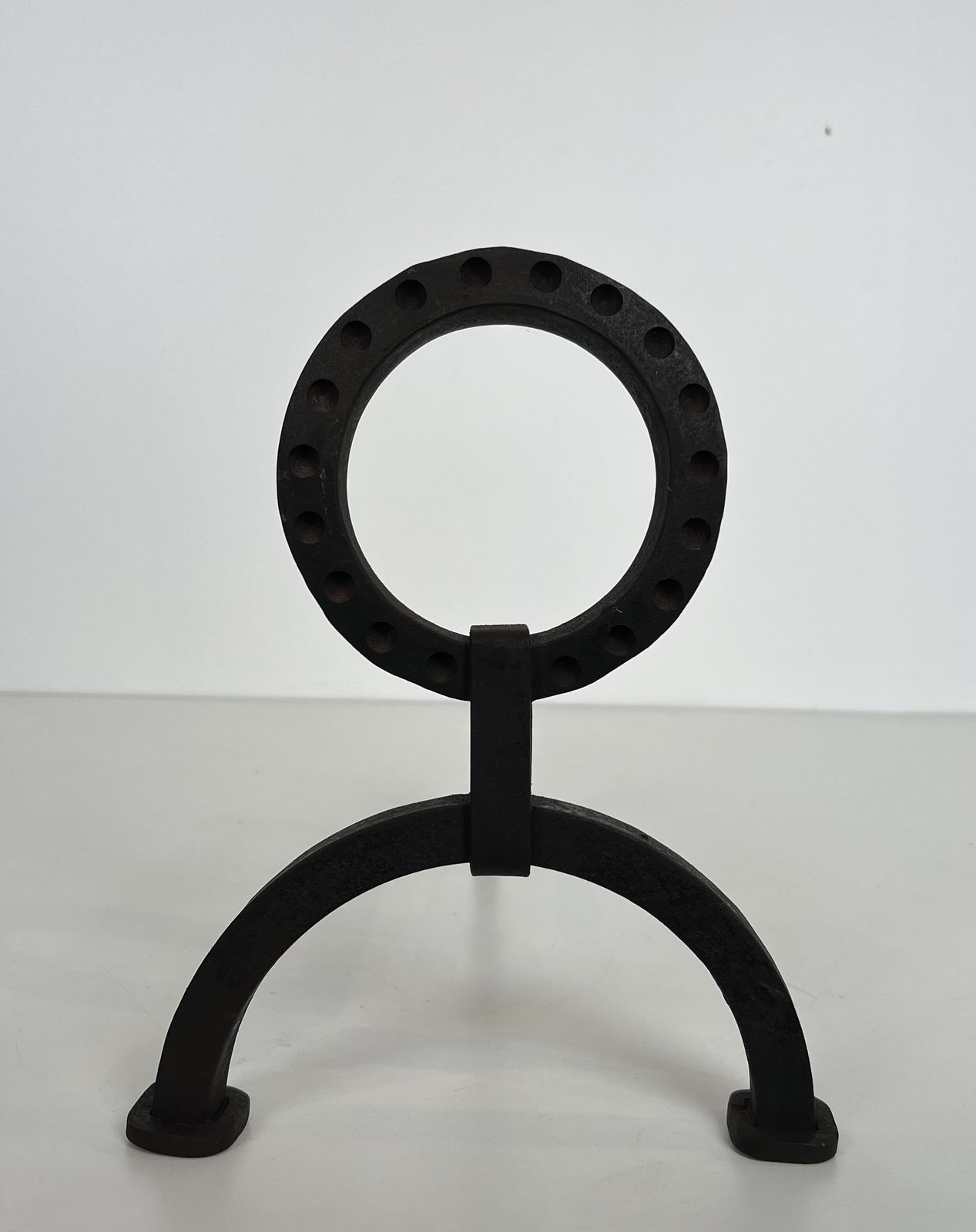 Pair Of Modernist Wrought Iron Andirons In The Style Of Jacques Adnet photo vintage