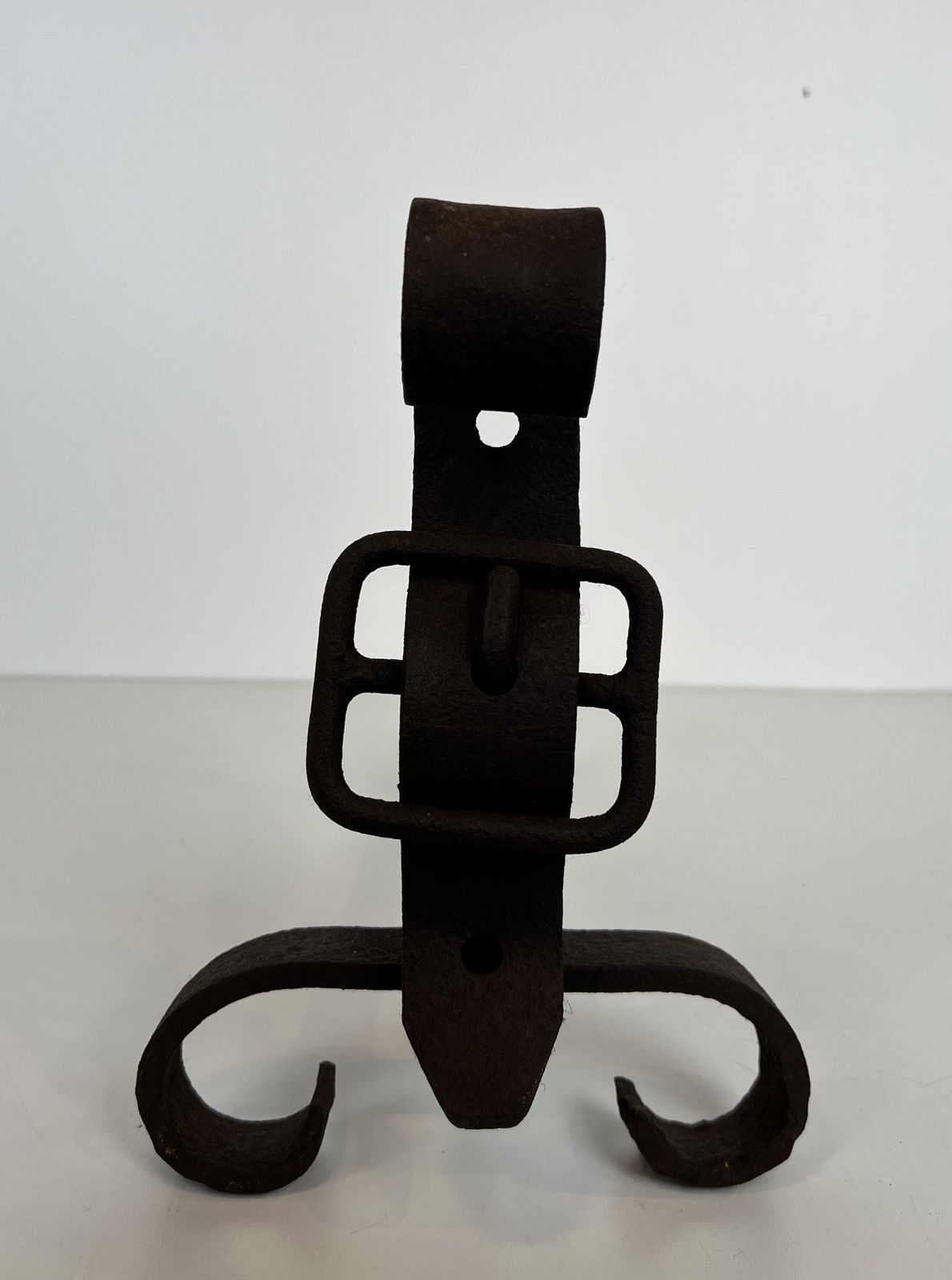 Pair Of Modernist Andirons Representing A Belt photo buy