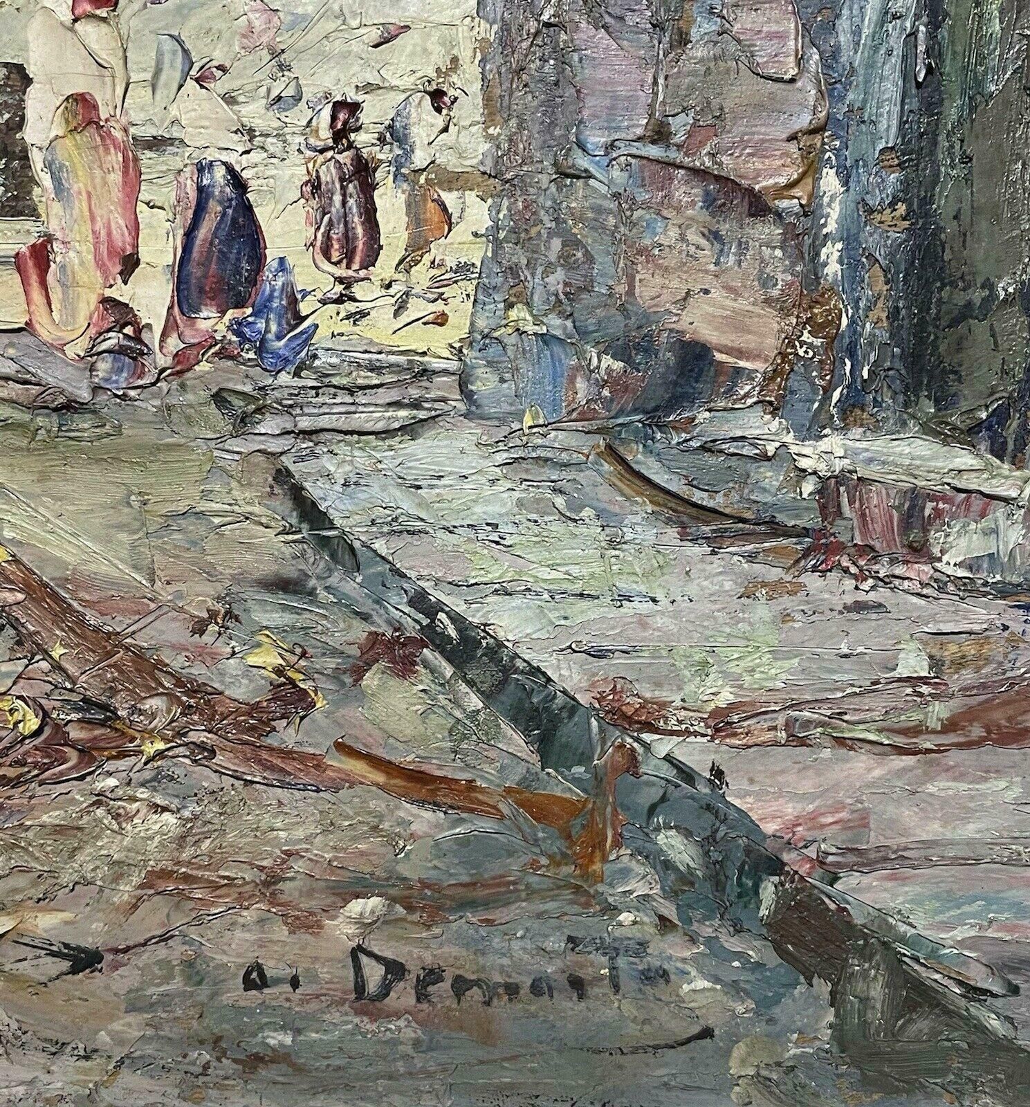 Unknownmid 20th Century French Post Impressionist Oil   St. Tropez Harbour Old Townmid Century photo vintage
