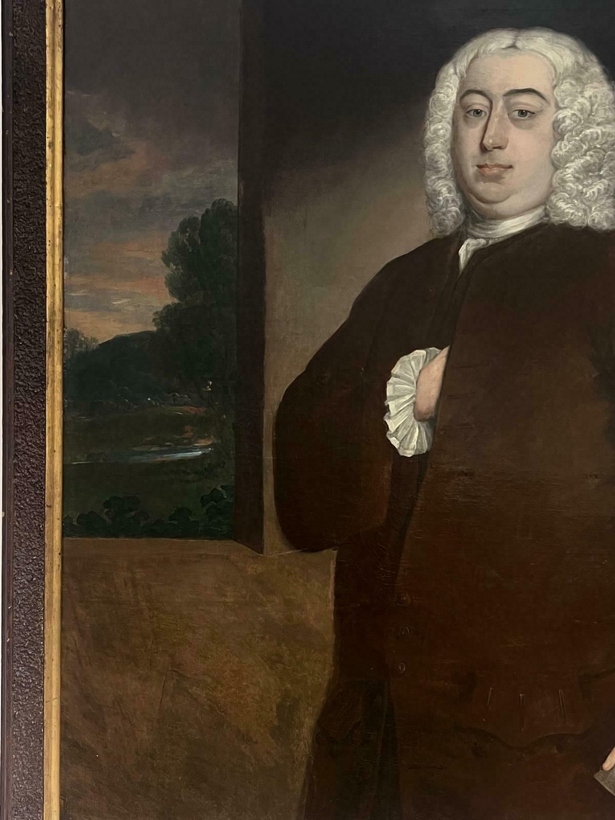Fine 18th Century English Portrait Of Aristocratic Gentleman Huge Oil Painting photo for sale