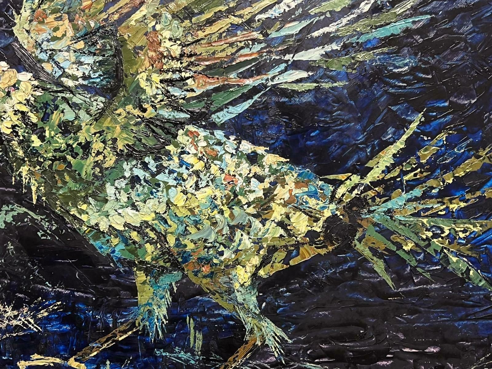 French School1960's Huge Modernist Oil Painting The Cock Fight 1960's photo Art