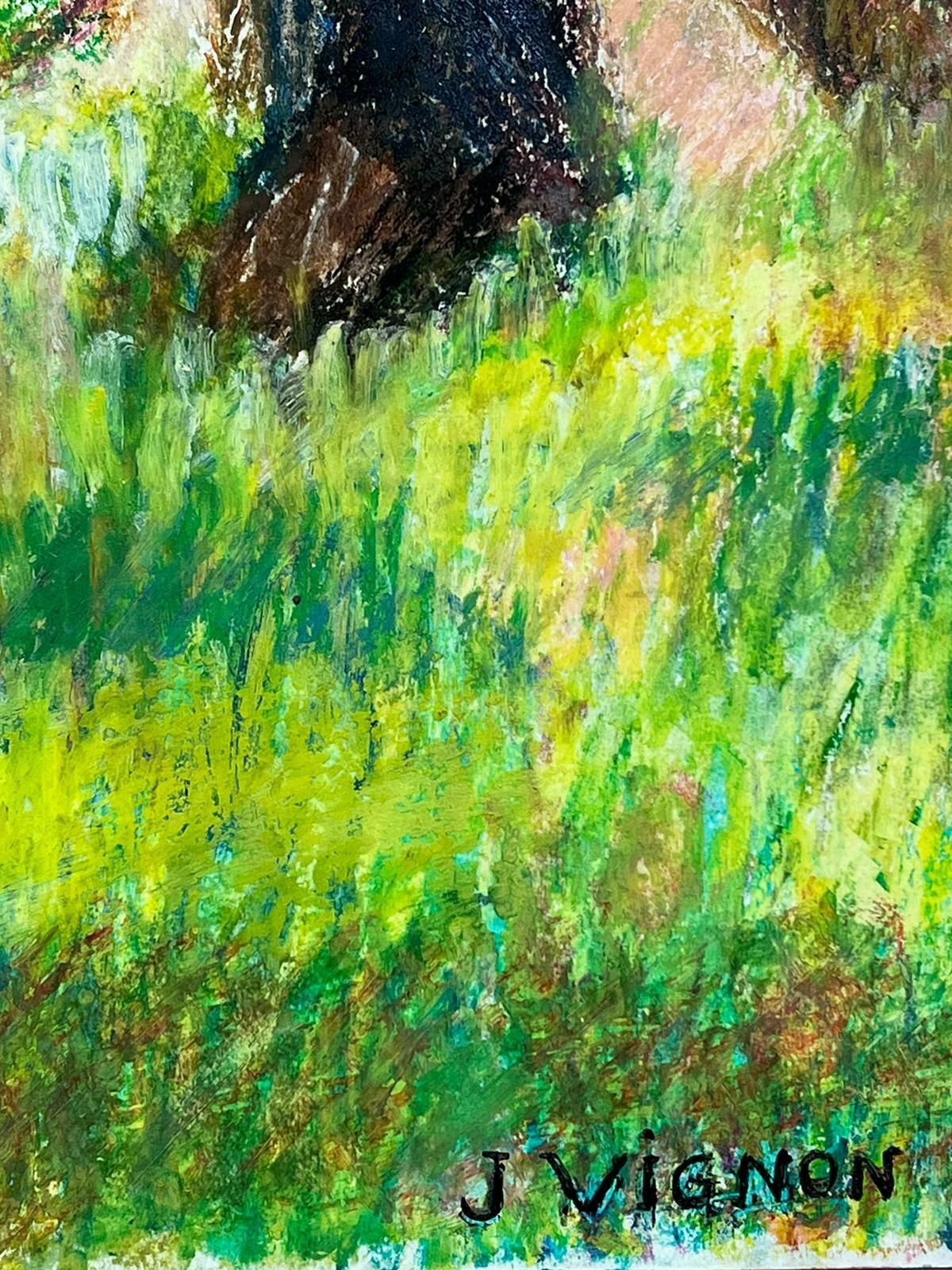Josine Vignon1950s French Post Impressionist Bright Pastel Summer Woodland Painting Provence1950s photo vinterior