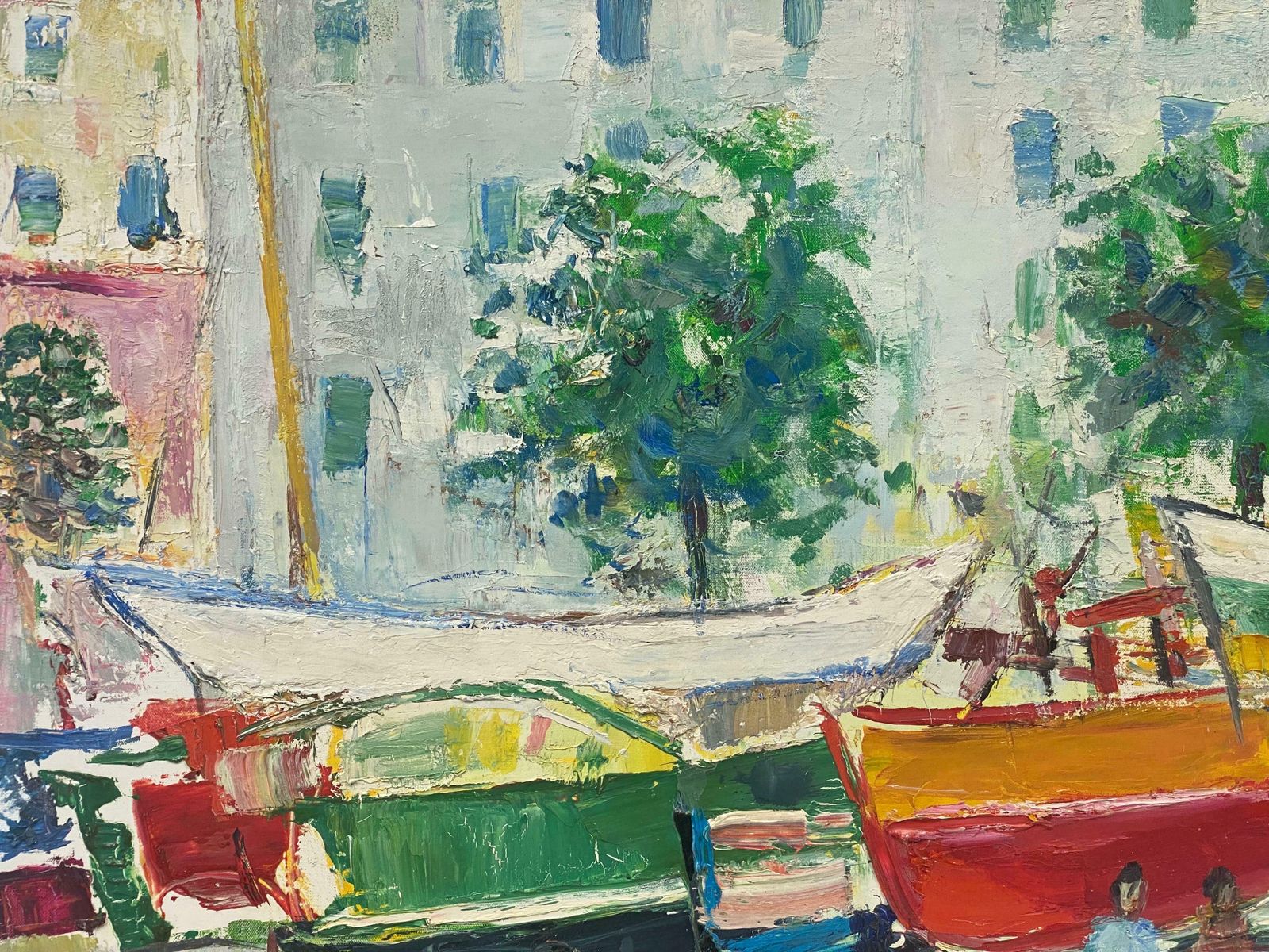 édouard Righetti (1924 2001)menton French Riviera Sunny Harbour French Mid Century Post Impressionist Oil1950's photo furniture