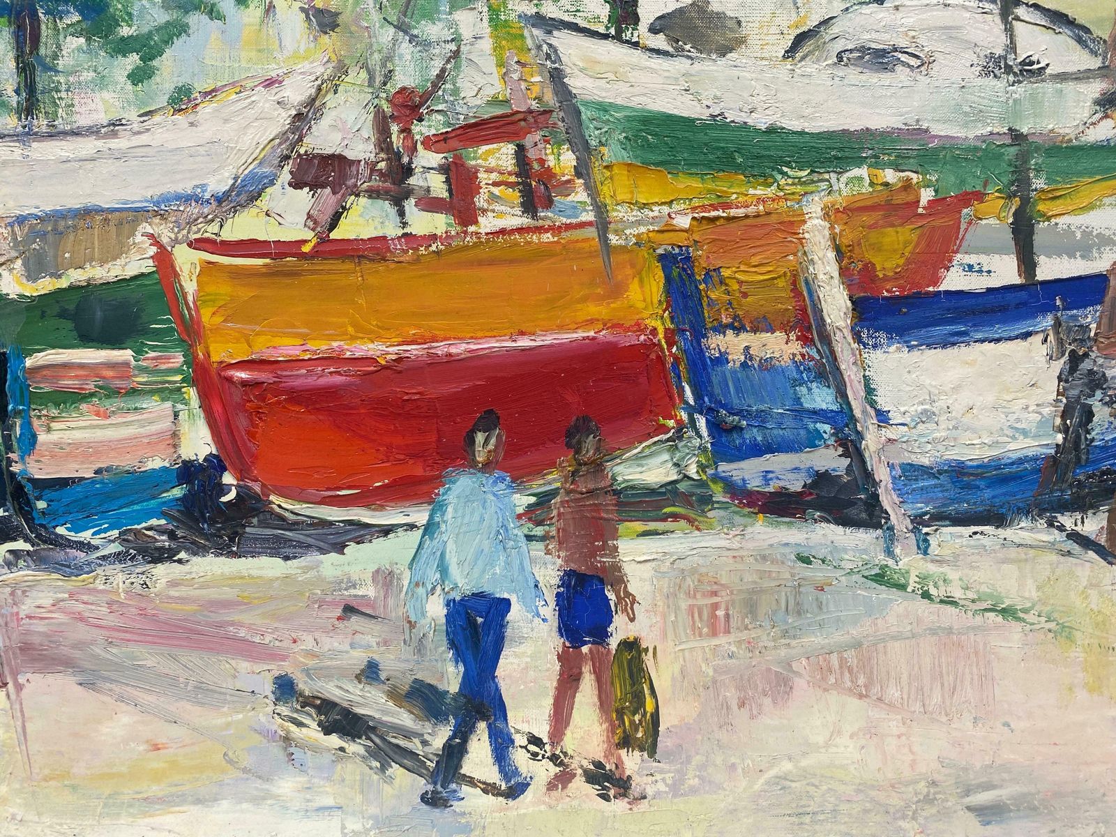 édouard Righetti (1924 2001)menton French Riviera Sunny Harbour French Mid Century Post Impressionist Oil1950's photo Art