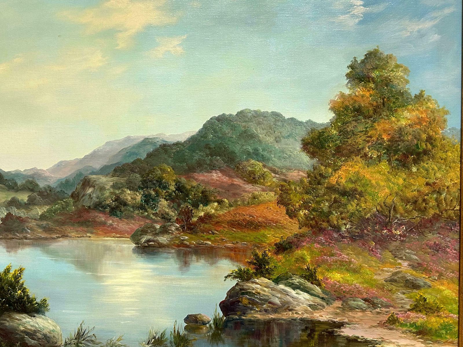 Prudence Turnerloch Lomond Scottish Highlands Signed Oil Painting Listed British Artistc. 1970's photo vintage