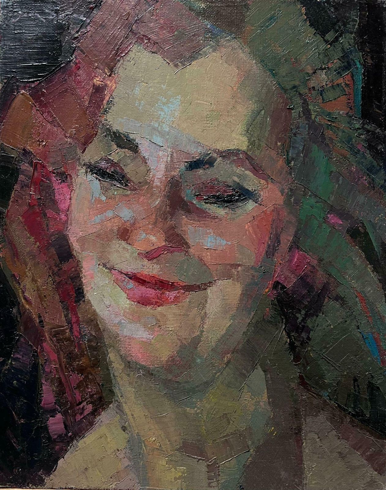 Jean Dulacfine Mid 20th Century French Post Impressionist Oil Painting Portrait Of Lady1950's