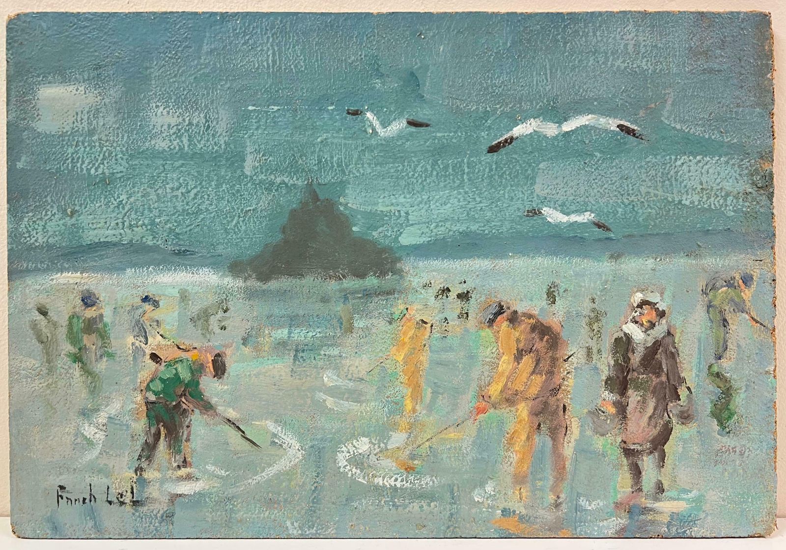 Fanch Lelclam Digging At Low Tide At Trébeurden Bay Of Mont Saint Michel Coastal Scene20th Century photo furniture