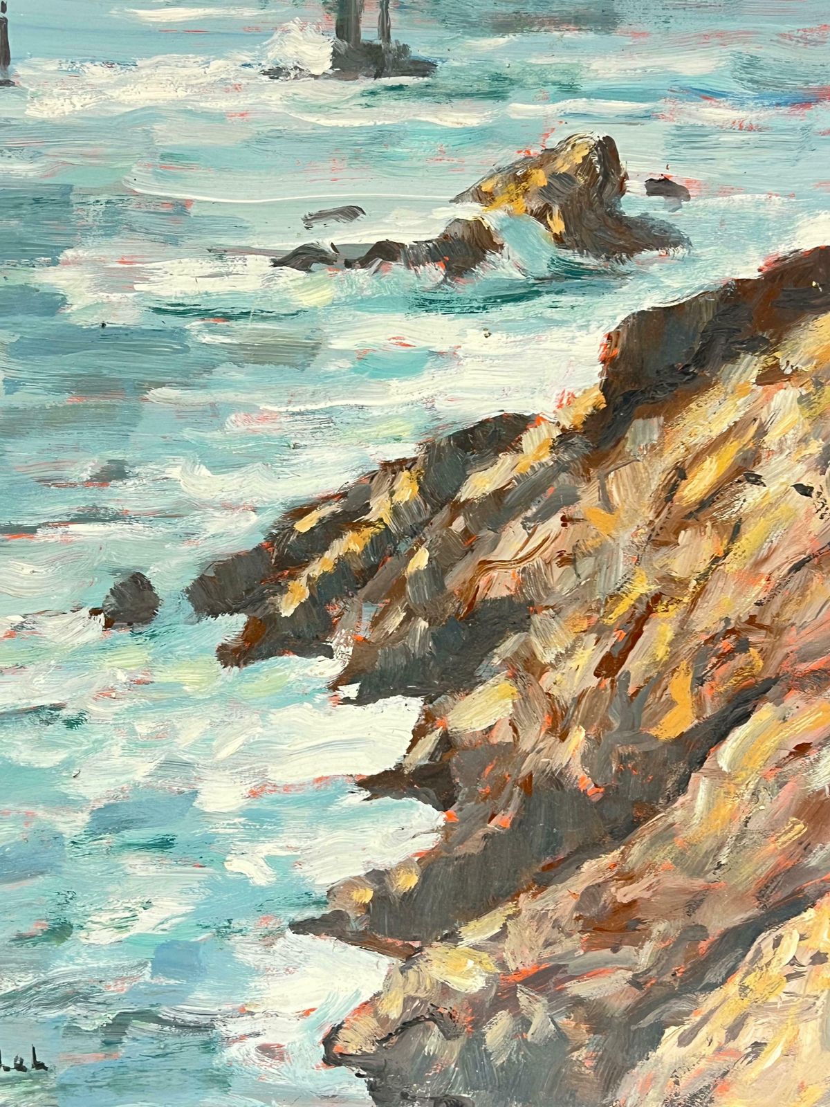 Fanch Lelcrashing Waves And Rocky Shoreline Coastal Landscape La Vielle Brittany France 20th Century photo Art