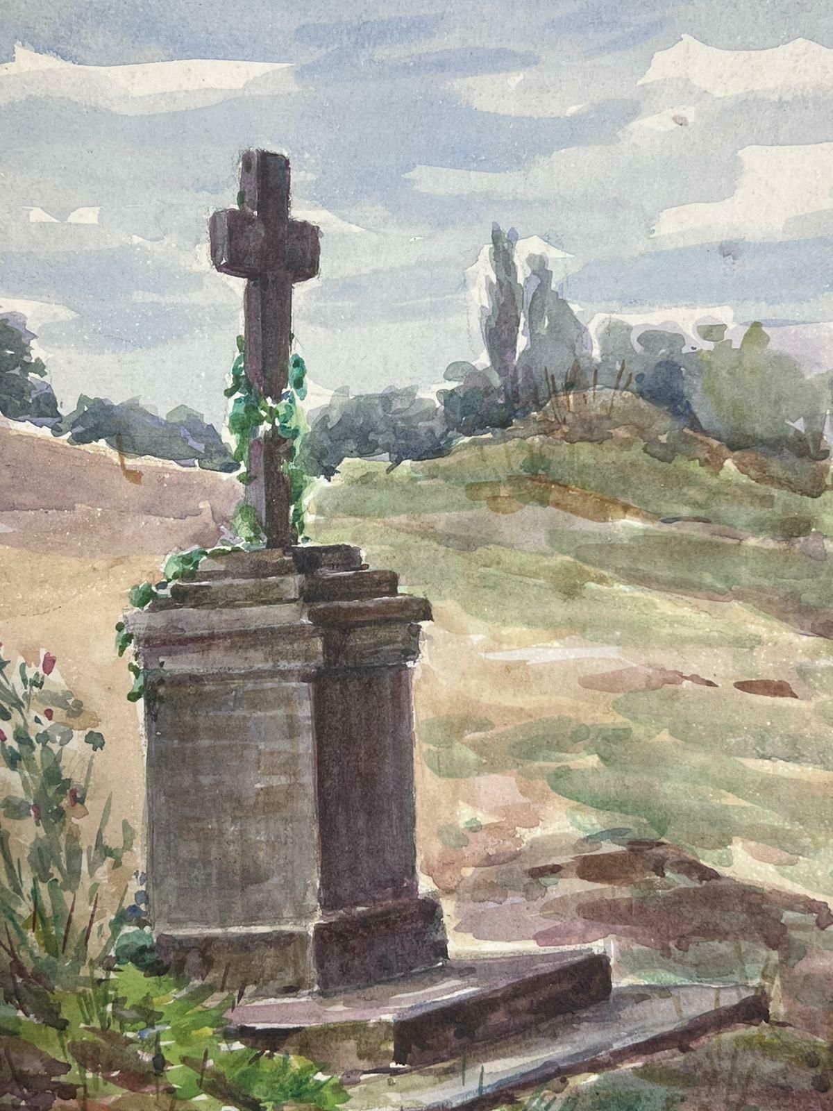 Louise Alixcross Statue Monument 1930's French Watercolour Landscape1940's photo for sale