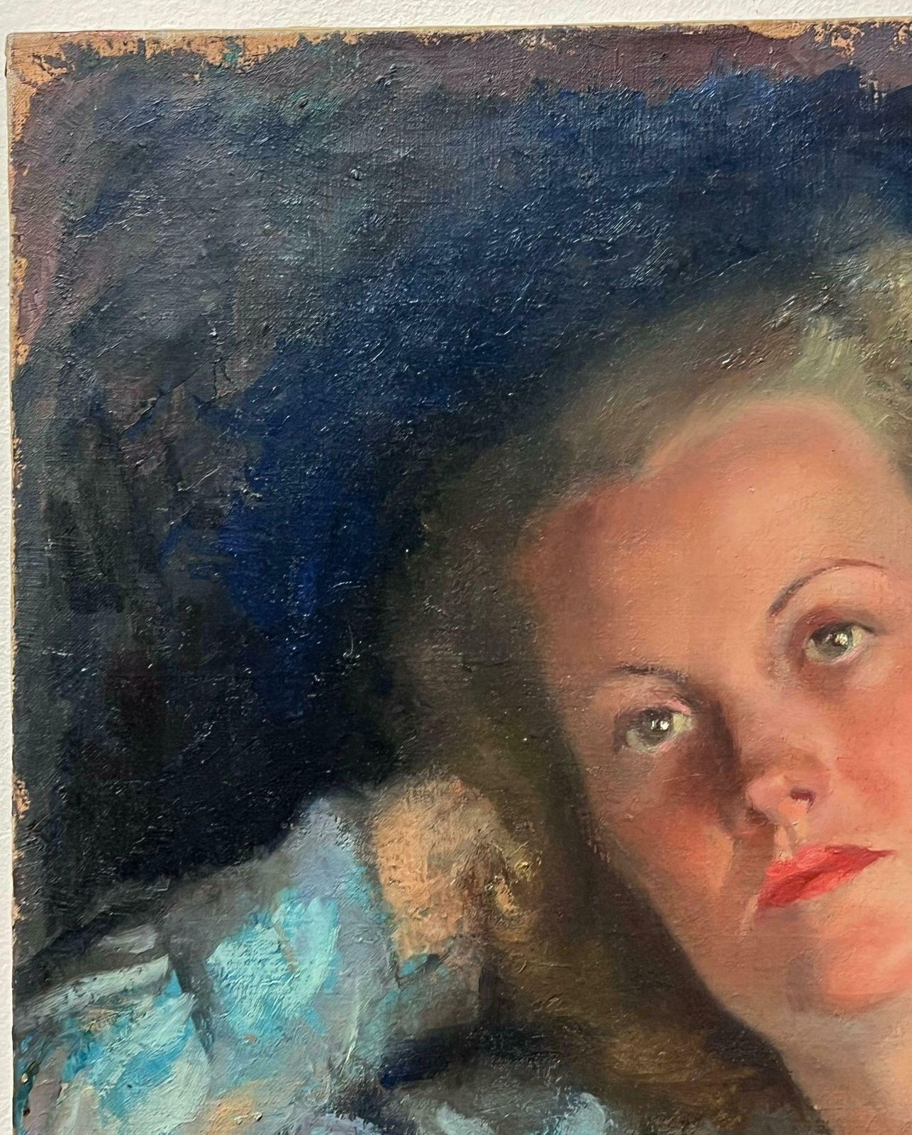Jean Dulacfine 1940's French Post Impressionist Oil Painting Portrait Of Artists Model1940's photo for sale