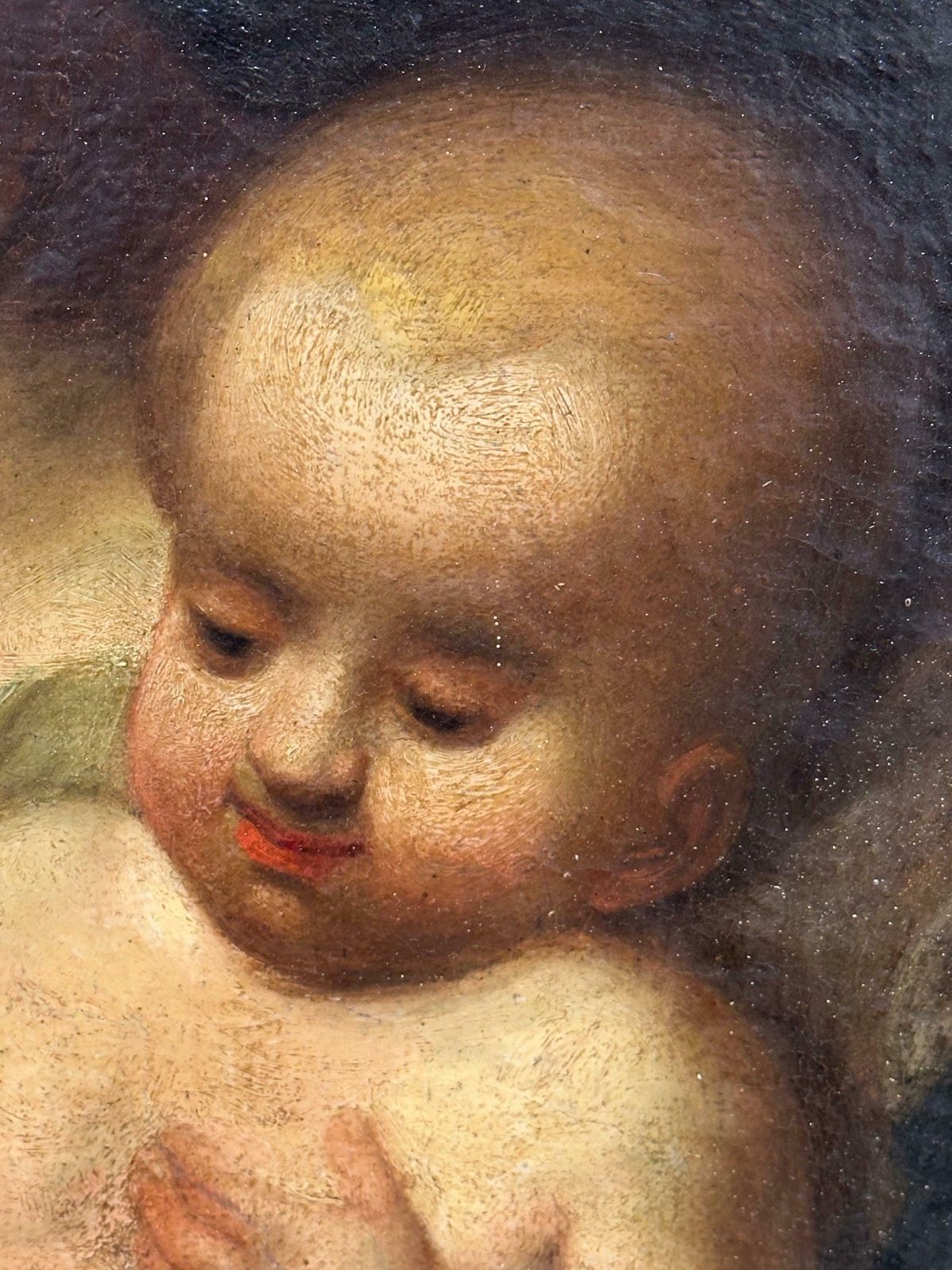 Italian 1700'sfine Italian Old Master Oil Painting C. 1700's The Madonna Christ Child St. John photo 4053.0