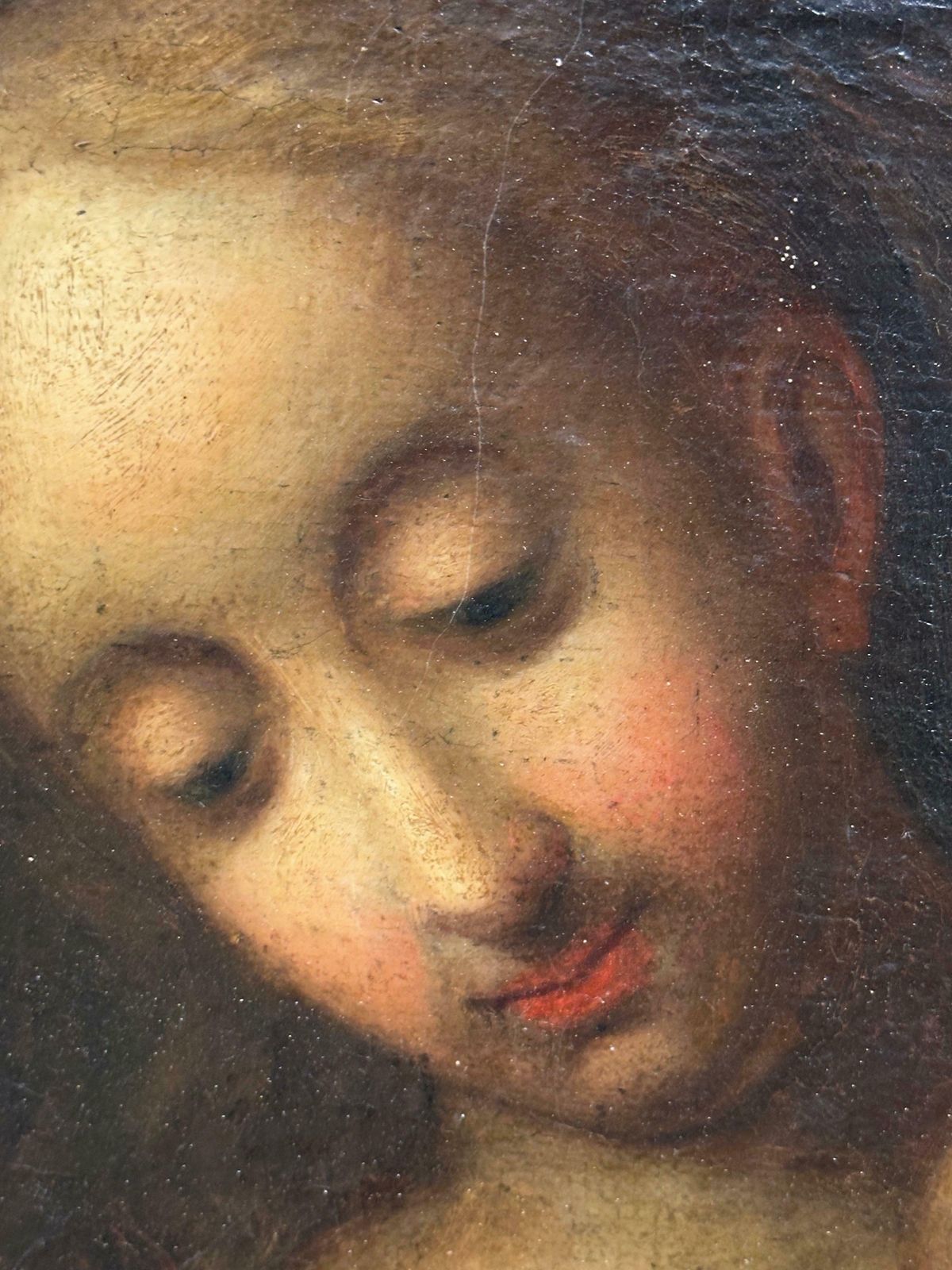 4053.0 Italian 1700'sfine Italian Old Master Oil Painting C. 1700's The Madonna Christ Child St. John photo