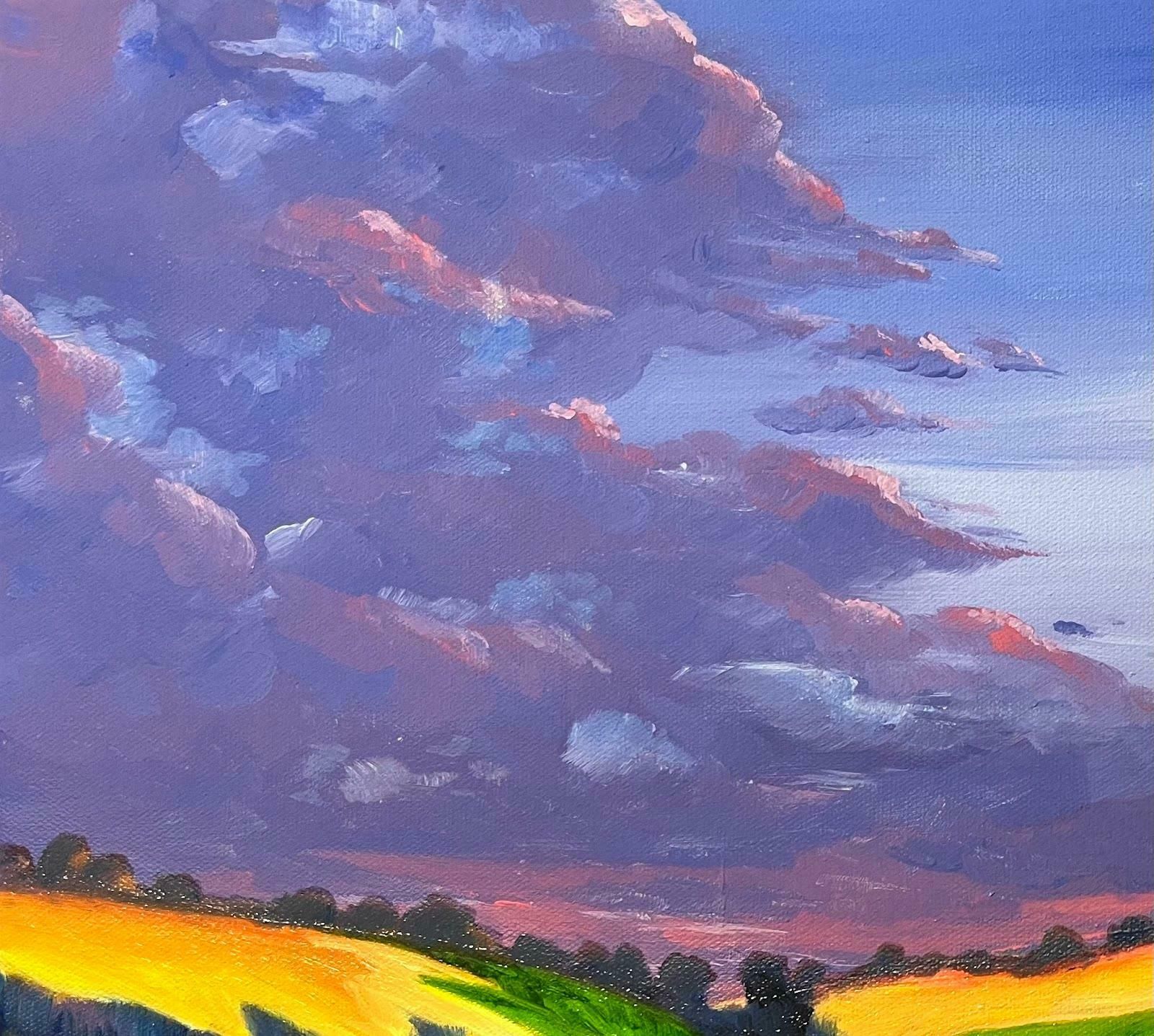 Minty Ramseyfauvist Painting Contemporary Purple Sunset Over Spanish Country Side Fields2024 photo vinterior