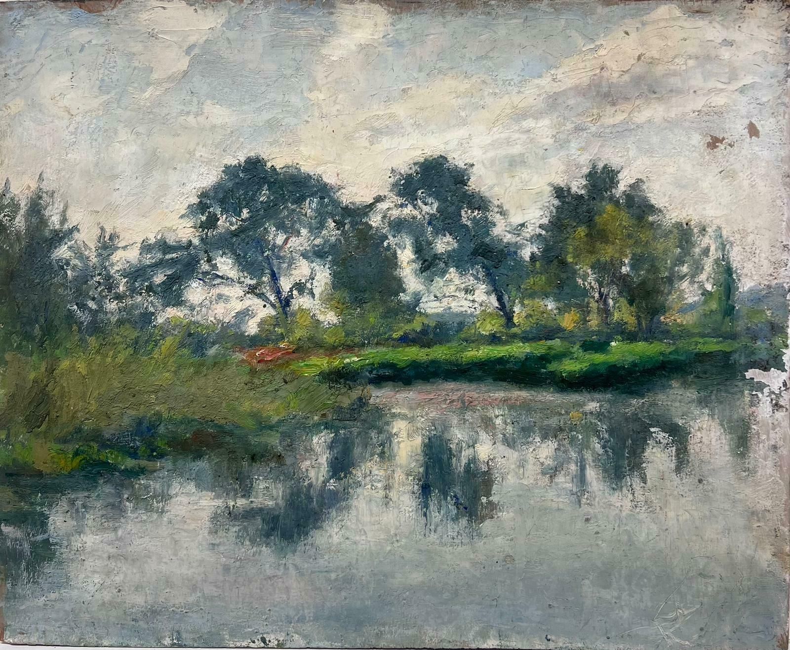Charles Martin Sauvaigofine Antique French Impressionist Signed Oil Painting Beautiful River Landscape