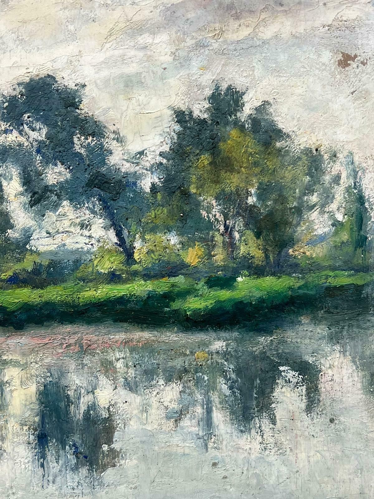 Charles Martin Sauvaigofine Antique French Impressionist Signed Oil Painting Beautiful River Landscape photo for sale