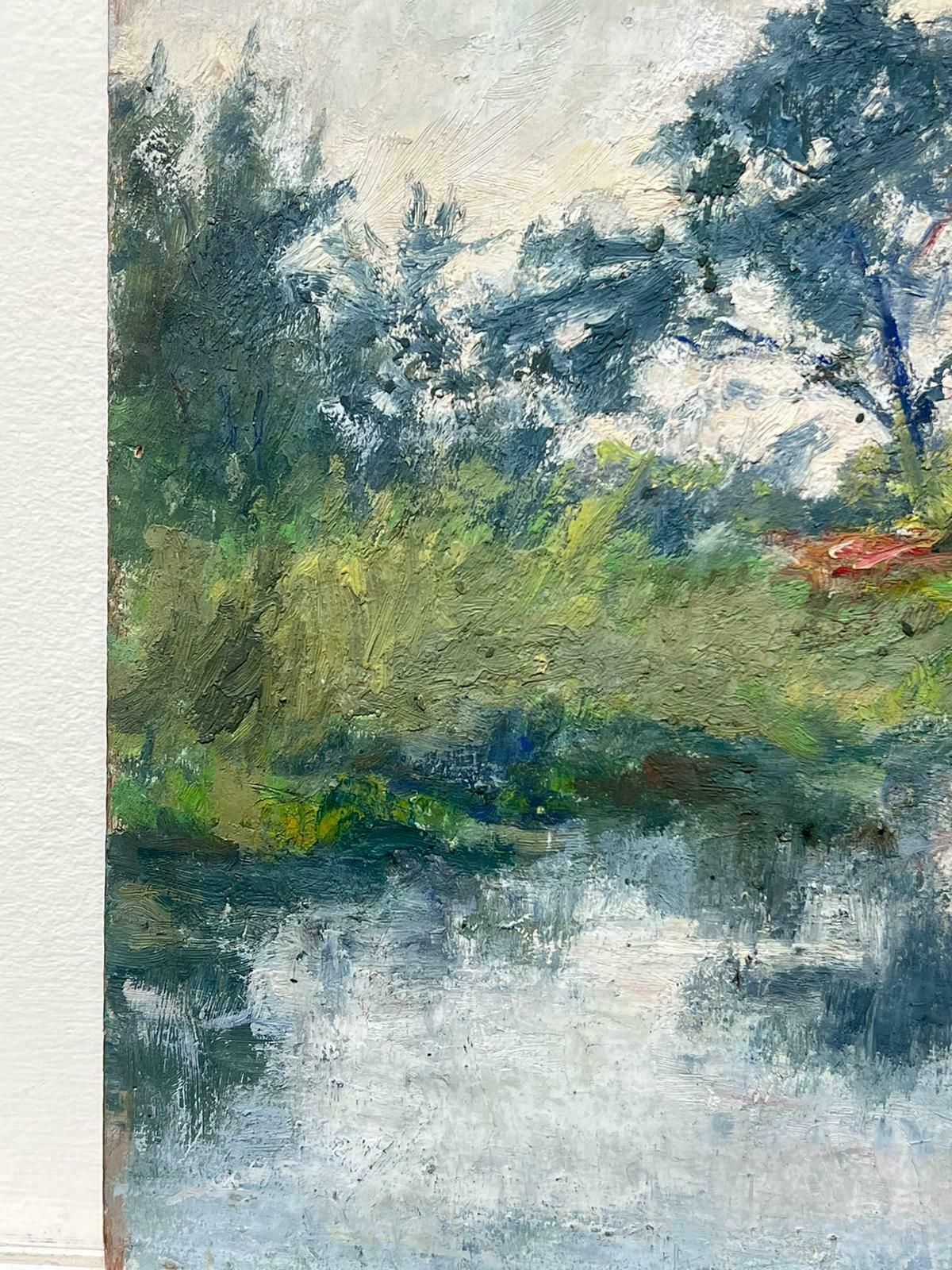 Charles Martin Sauvaigofine Antique French Impressionist Signed Oil Painting Beautiful River Landscape photo Art
