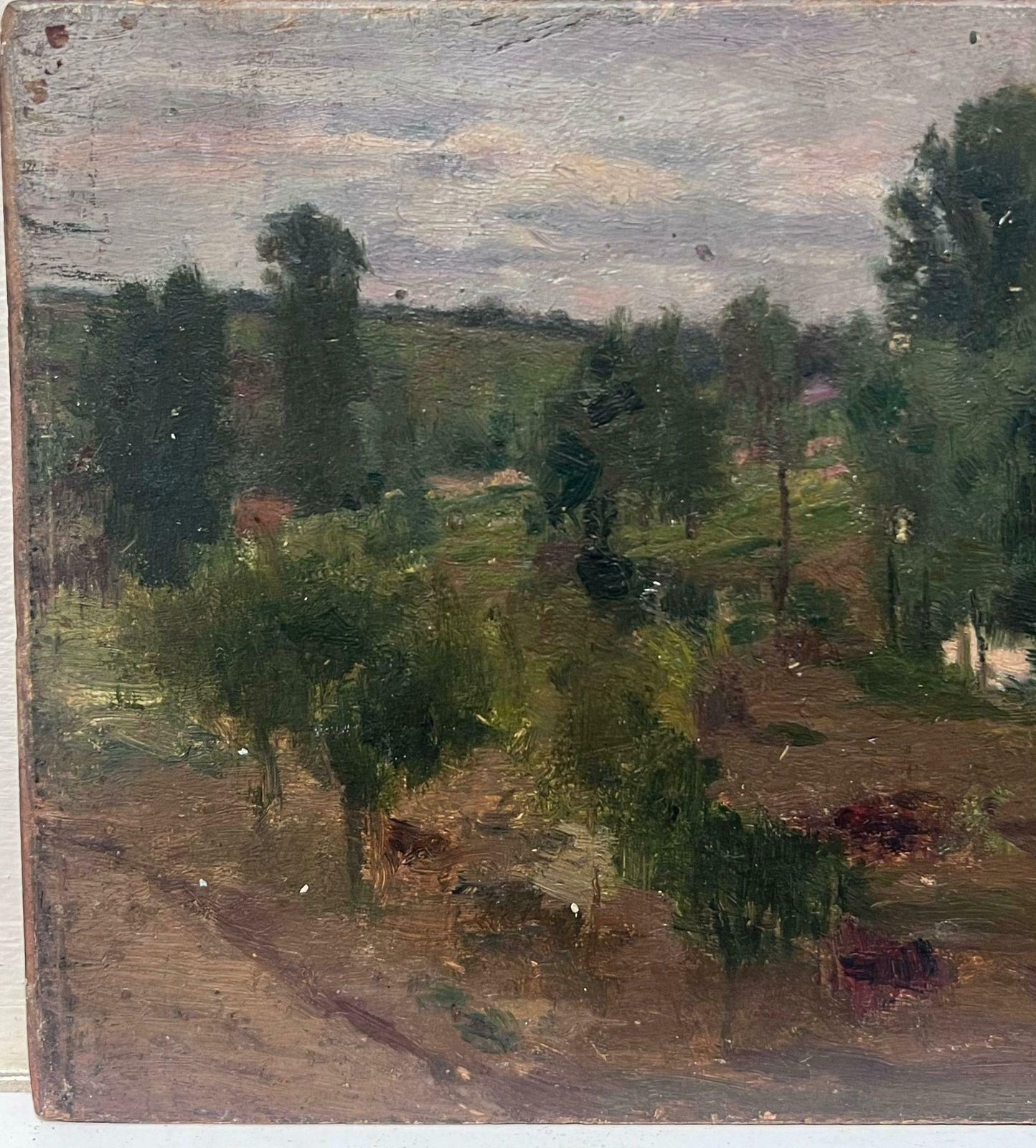 Charles Martin Sauvaigofine Antique French Impressionist Signed Oil Painting Dusky River Landscape photo 754.0