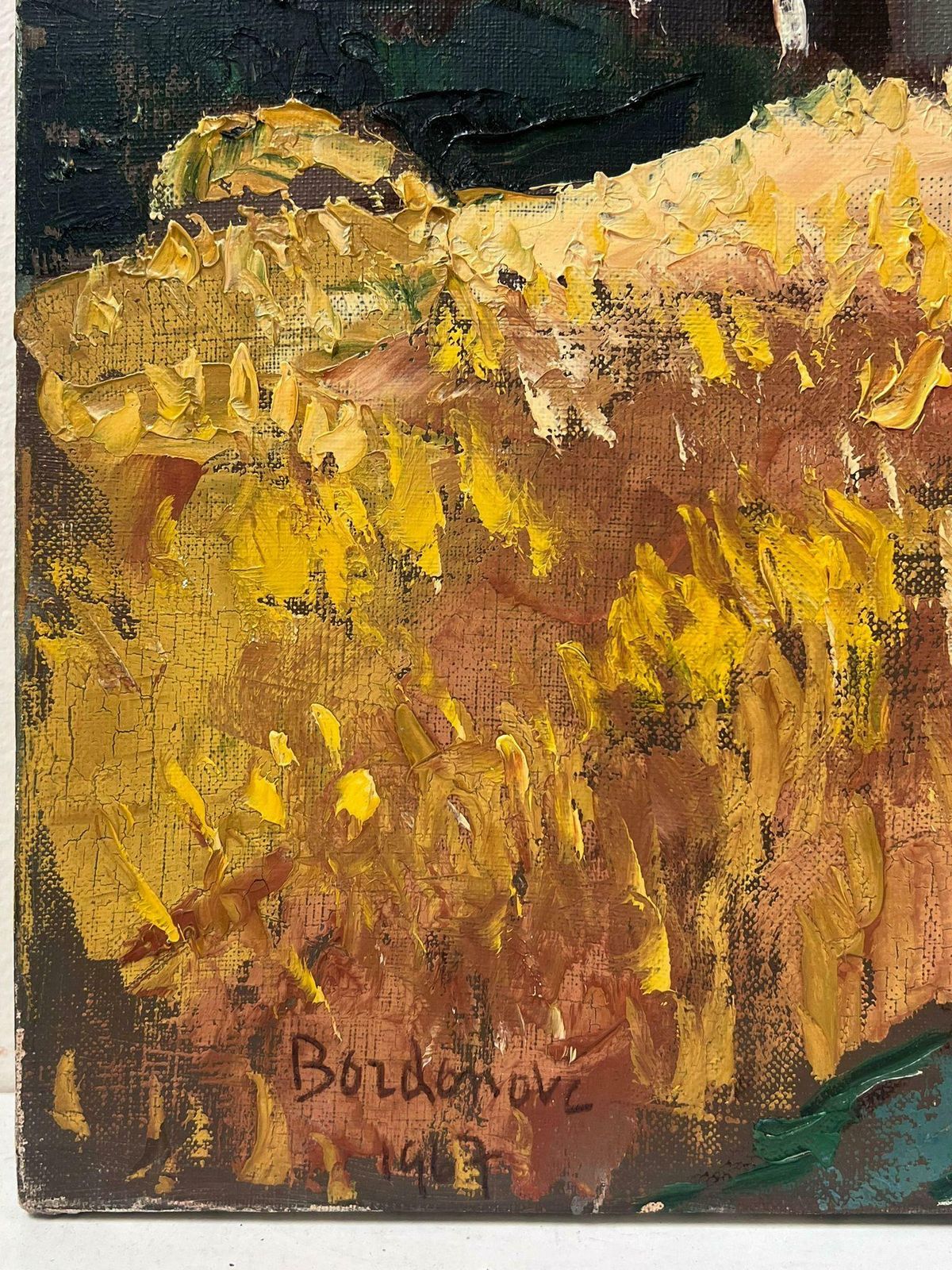 Georges Bordonovecontemporary French Impressionist Oil Church At The End Of The Corn Fields photo vinterior