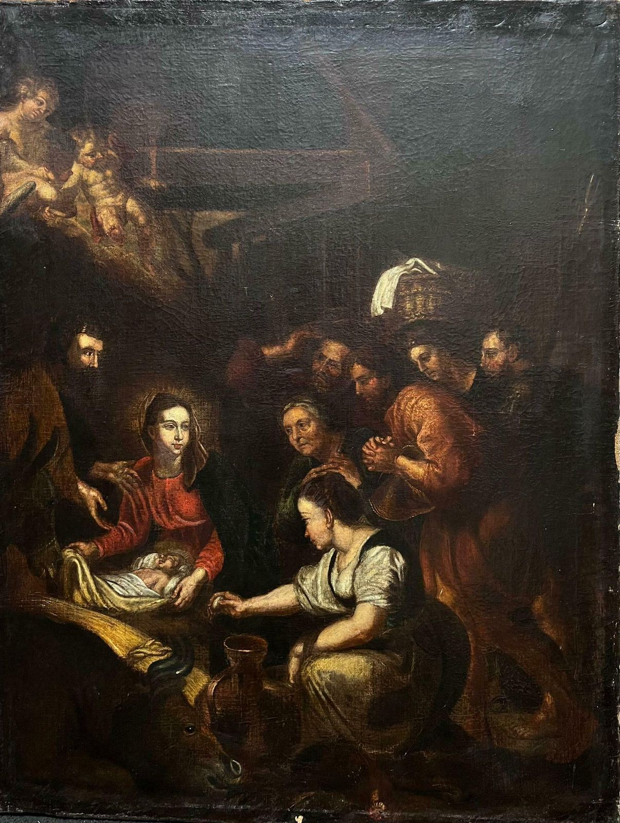 18th Dutch Old Mastervery Large 1700's Dutch Old Master Oil Painting The Nativity Scene photo furniture