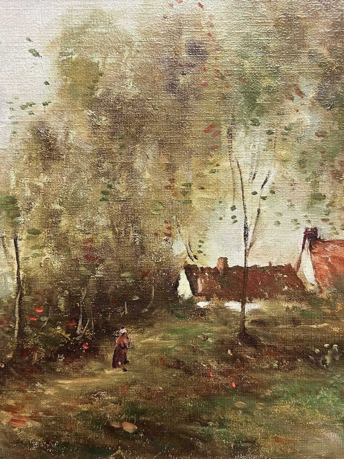 English Impressionist Signed English Impressionist Oil Painting Figure In Windswept Landscape Trees photo 615.0