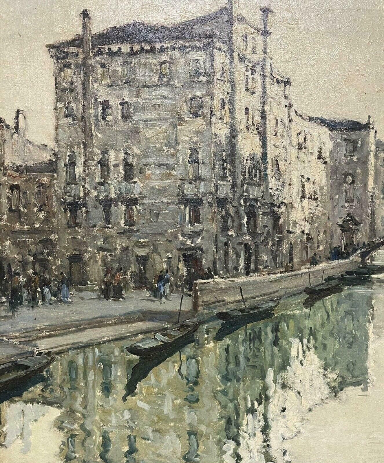 Italian Artistvery Large 1960's Italian Signed Oil   Impressionist Venice Tranquil Canal Scenec. 1950's photo for sale