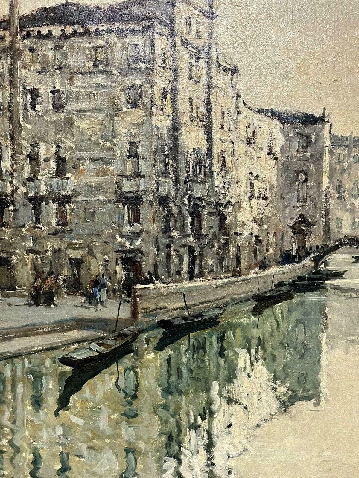 Italian Artistvery Large 1960's Italian Signed Oil   Impressionist Venice Tranquil Canal Scenec. 1950's photo Art