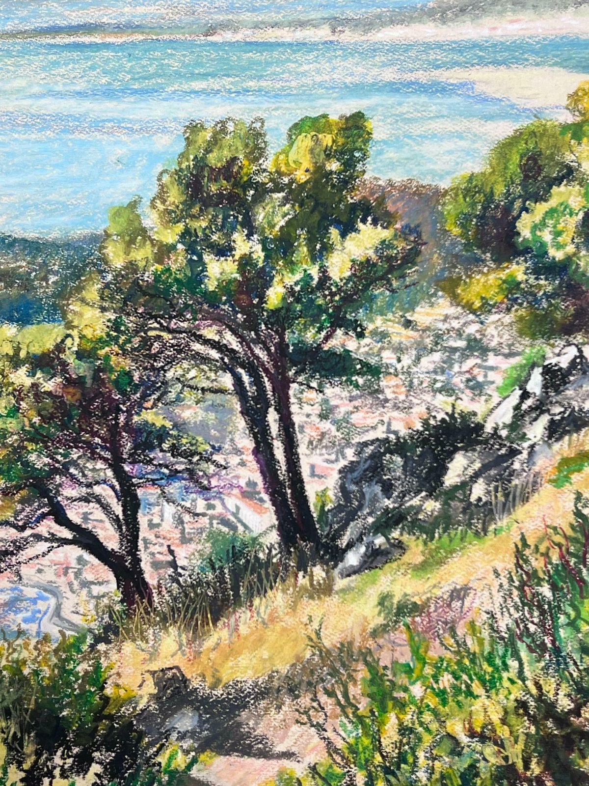 Josine Vignonthe South Of France Coastal Sea View Large 1970's French Impressionist Pastel 1970's photo Art