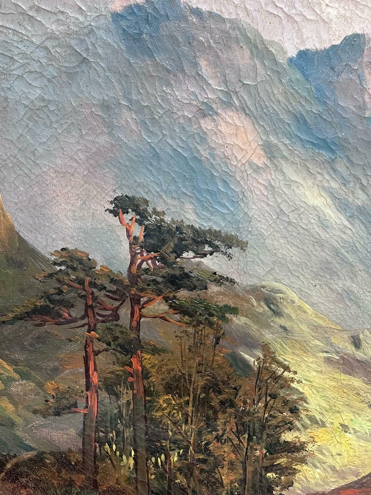 F. E. Jamiesonantique Scottish Highland Landscape Oil Painting Sunshine Over Loch Waters1920's photo vinterior