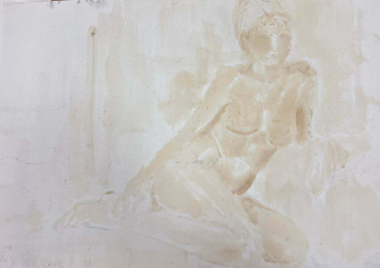 French Modernistreclining Nude Lady Model 1970's French Modernist Painting Provence Collection1970's photo 923.0