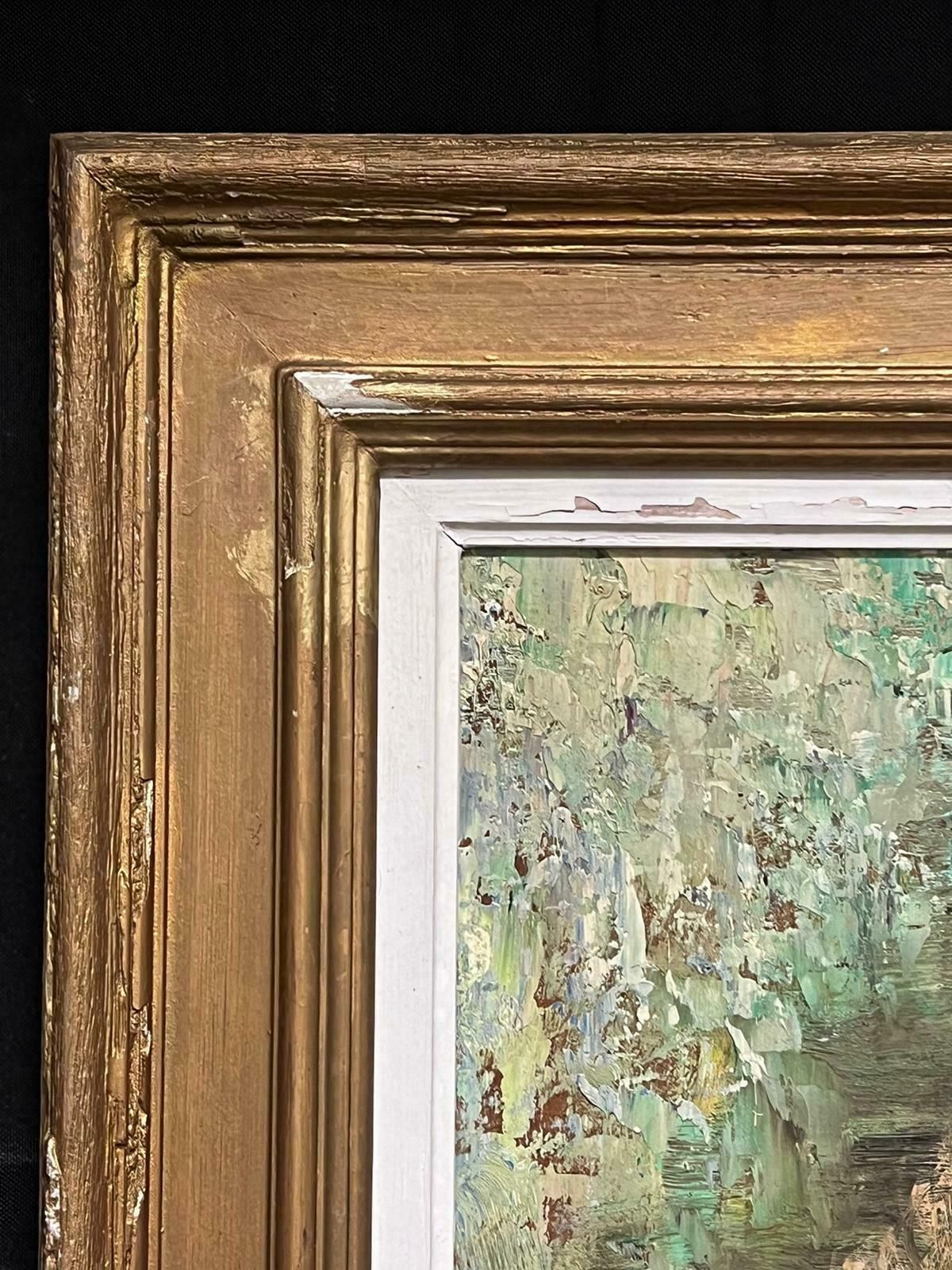 Anna De Banguy1950's French Post Impressionist Signed Oil Portrait Of Young Lady With Flowers1950's photo vinterior