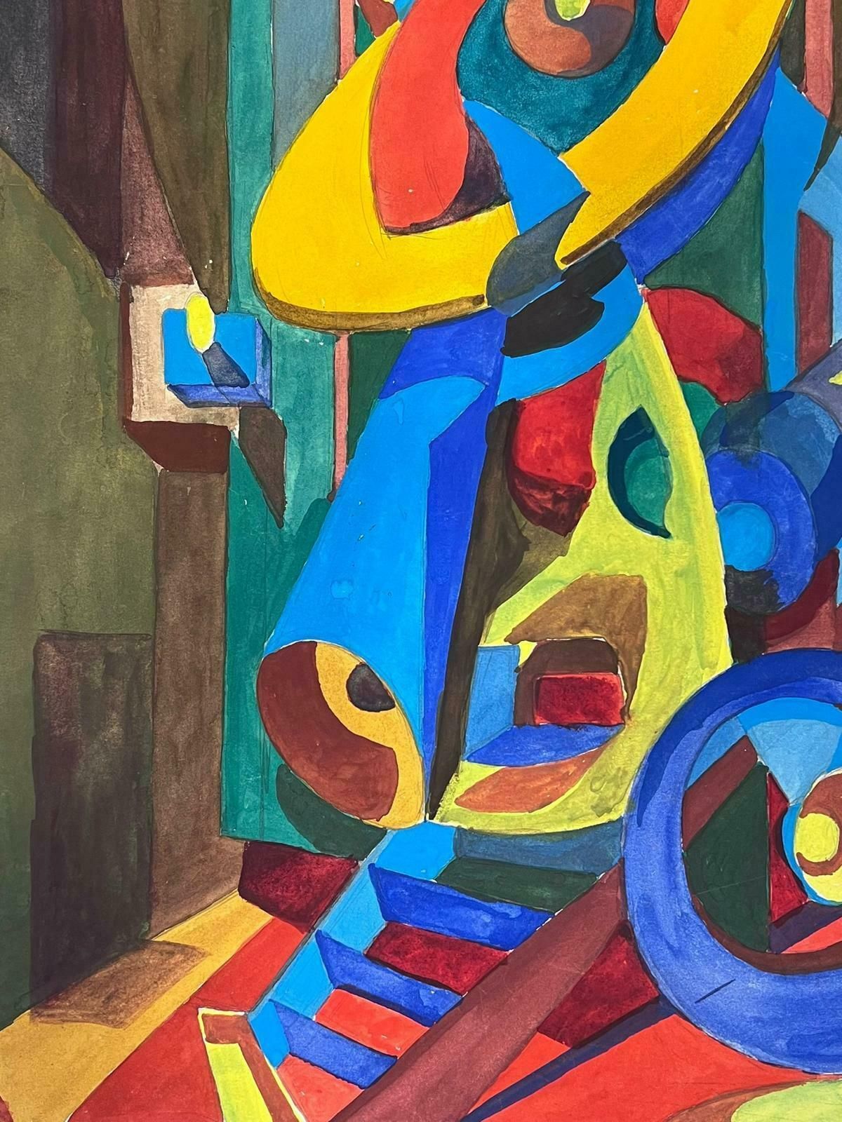 Guy Nicod 1970s French Abstract Composition Painting Amazing Bright Colors photo 847.0