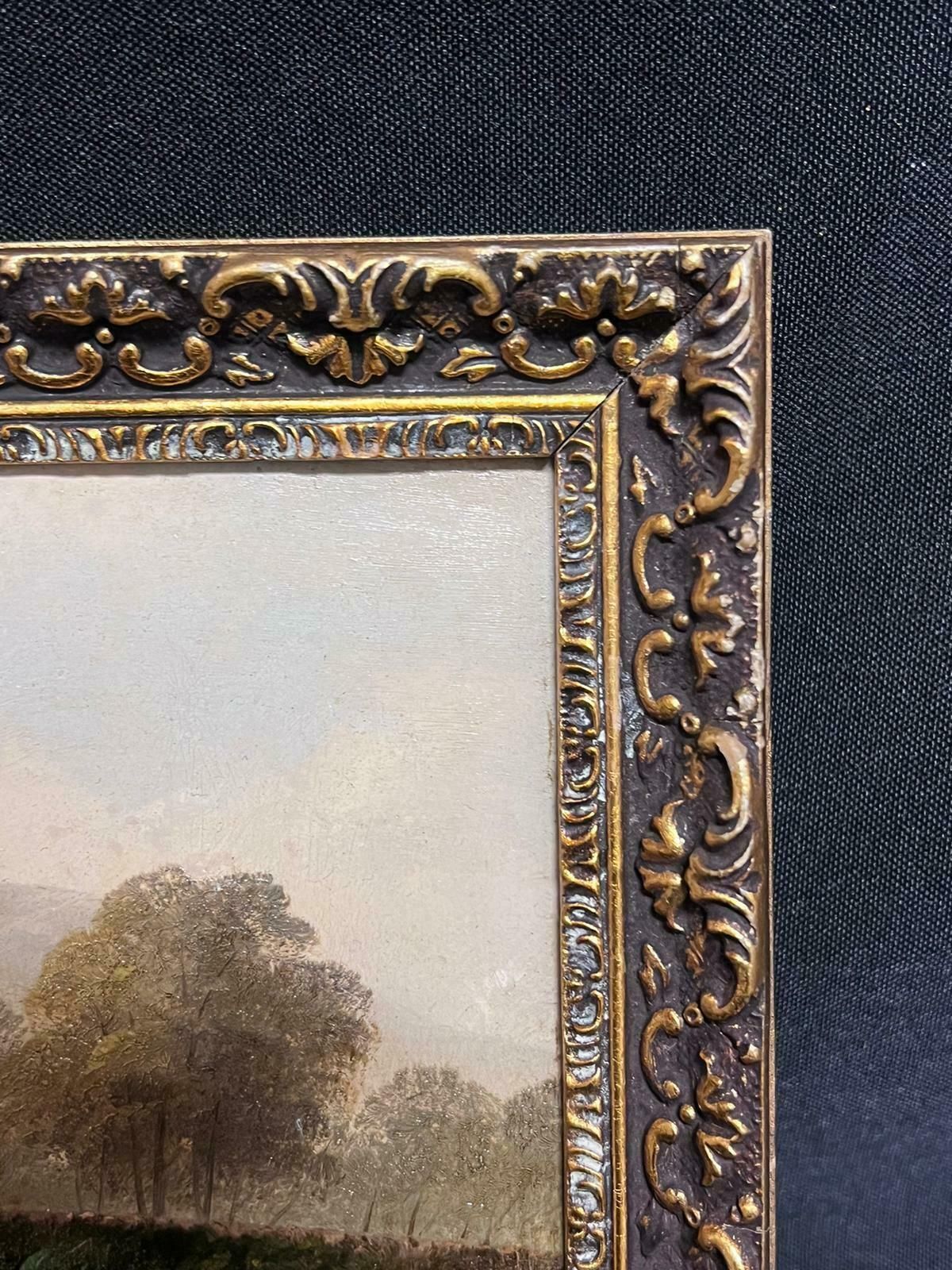 Welsh 19th Centuryvictorian Welsh Landscape Figure By Stone Bridge River Landscape Framed Oil photo vinterior