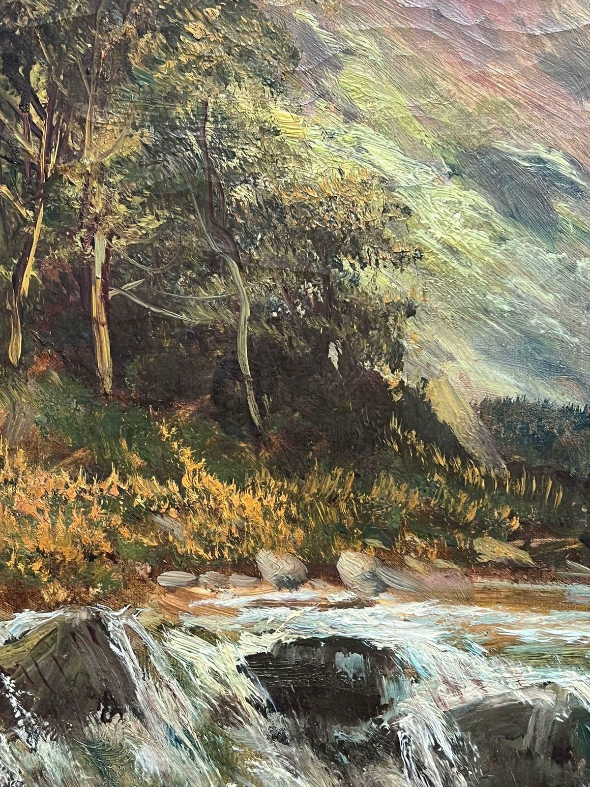 F. E. Jamiesonantique Scottish Highland Landscape Oil Painting Full Spate River In Mountains photo buy