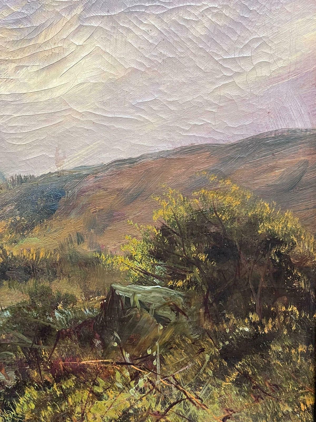 photo furniture F. E. Jamiesonantique Scottish Highland Landscape Oil Painting Full Spate River In Mountains