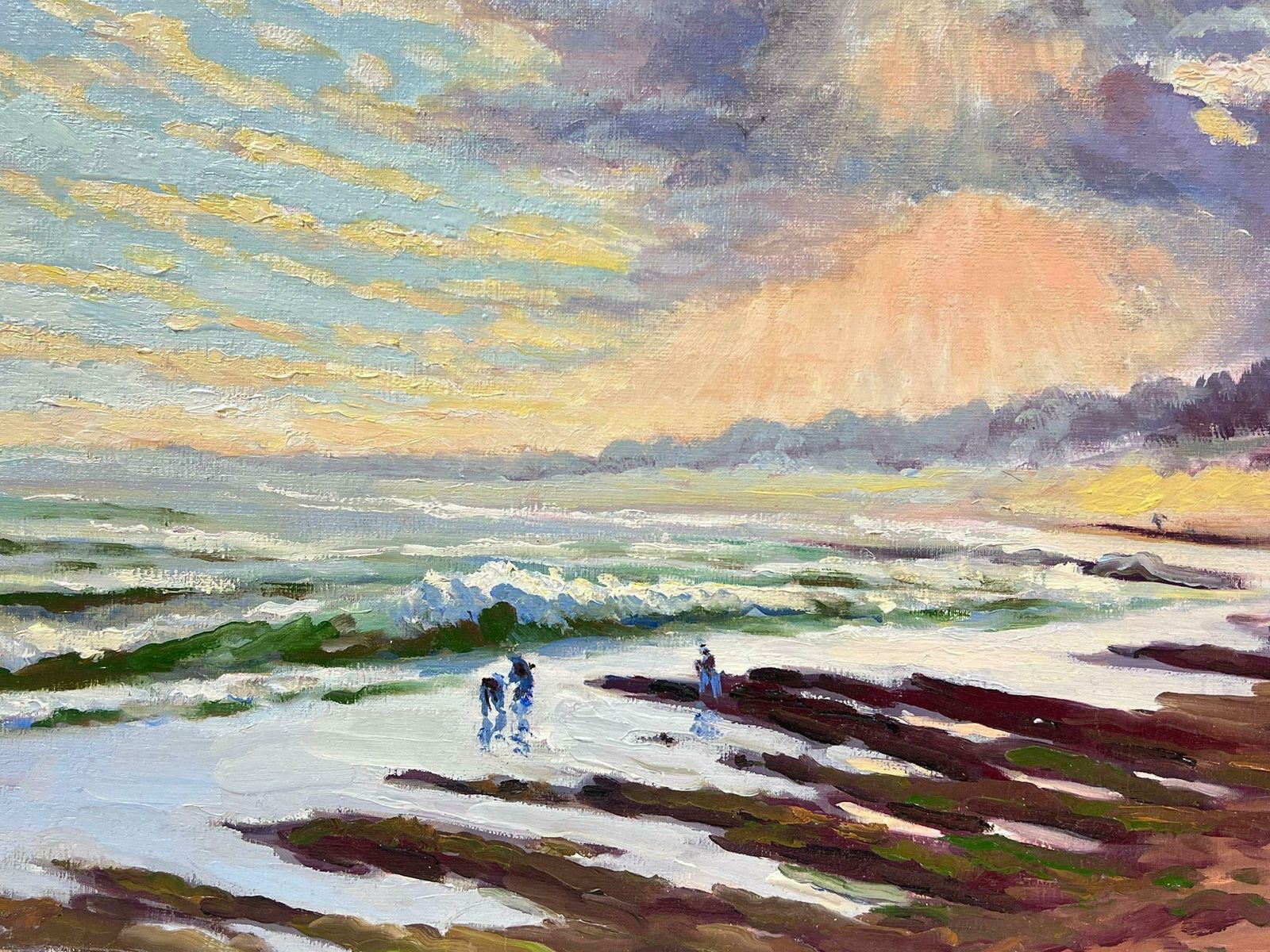 Georges Bordonovecontemporary French Impressionist Oil Dramatic Sky Over Coastal Beach Seascape photo Art