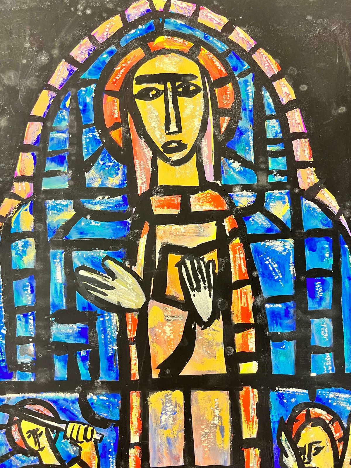 Bernard Labbe1950's Modernist/ Cubist Painting   Abstract Church Stained Glass Window1950's photo for sale