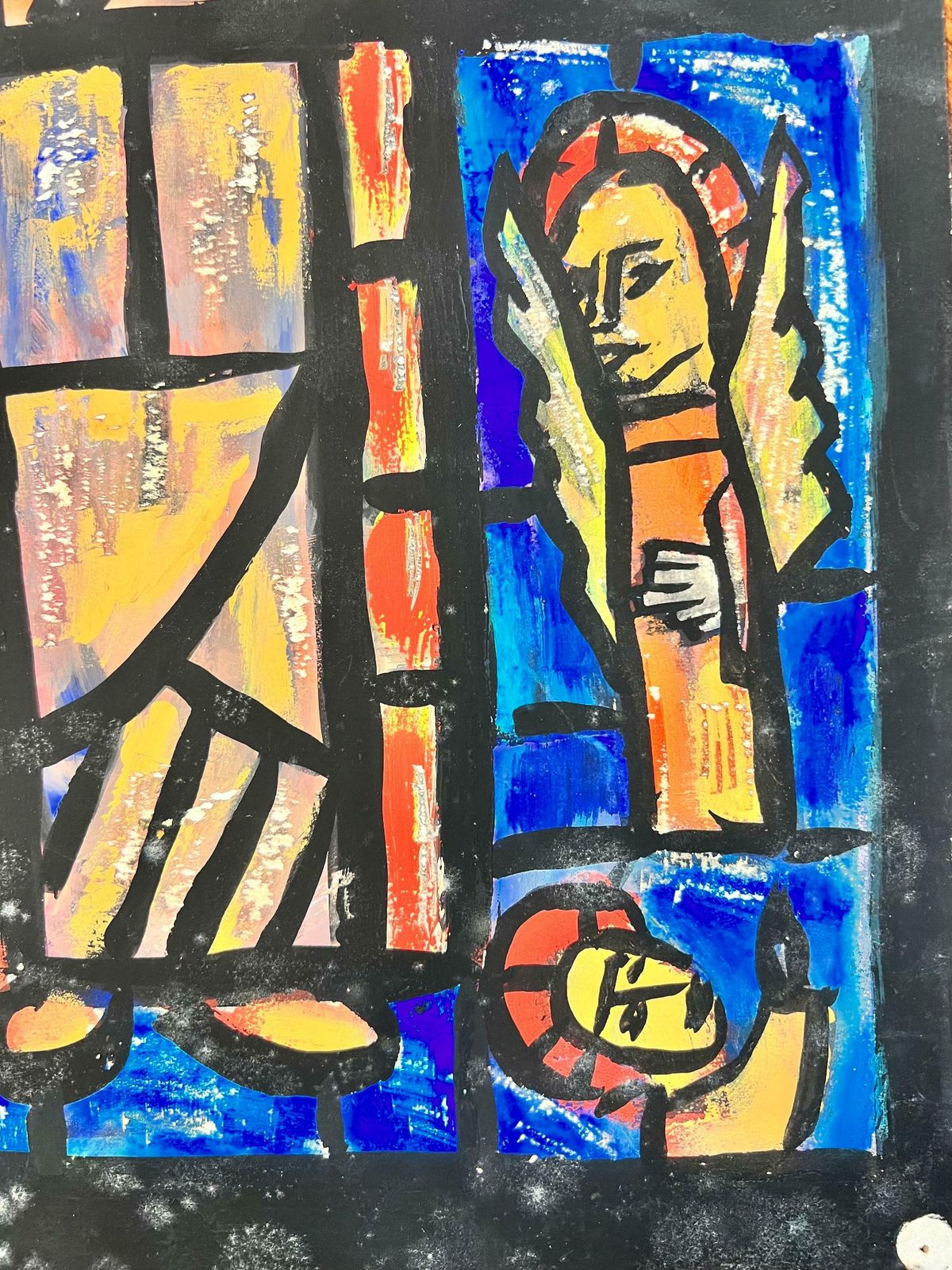 Bernard Labbe1950's Modernist/ Cubist Painting   Abstract Church Stained Glass Window1950's photo buy