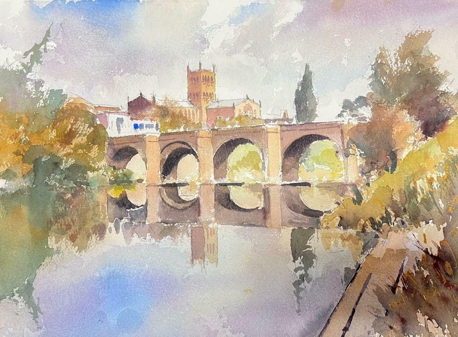 Anthony Averyfine British Original Impressionist Watercolor The Old Bridge Hereford